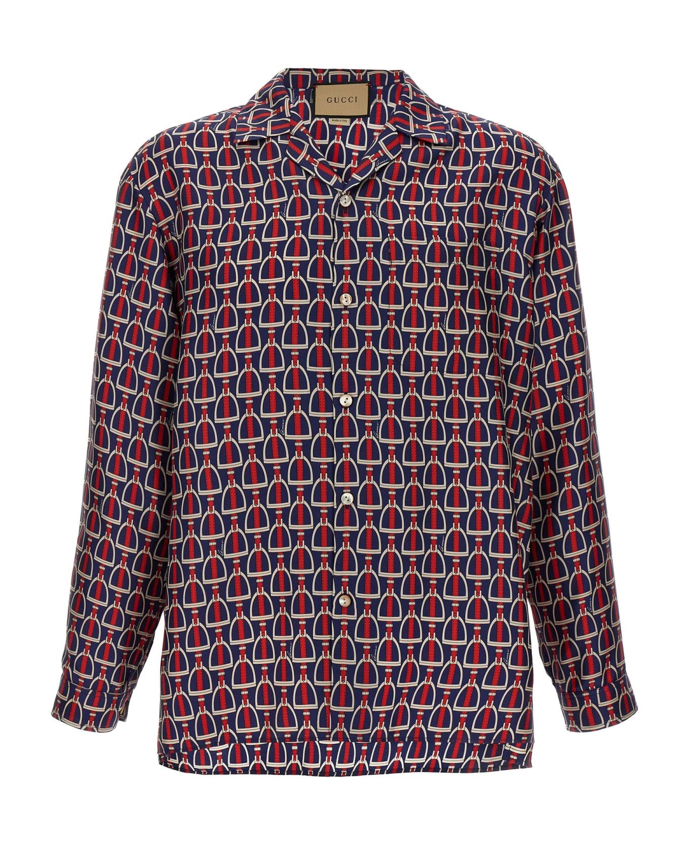 Gucci o1loc1c0126 770426 Horsebit Print Silk Shirt in Multicolor Size US S / EU 44-46 / 1 - 1 Thumbnail