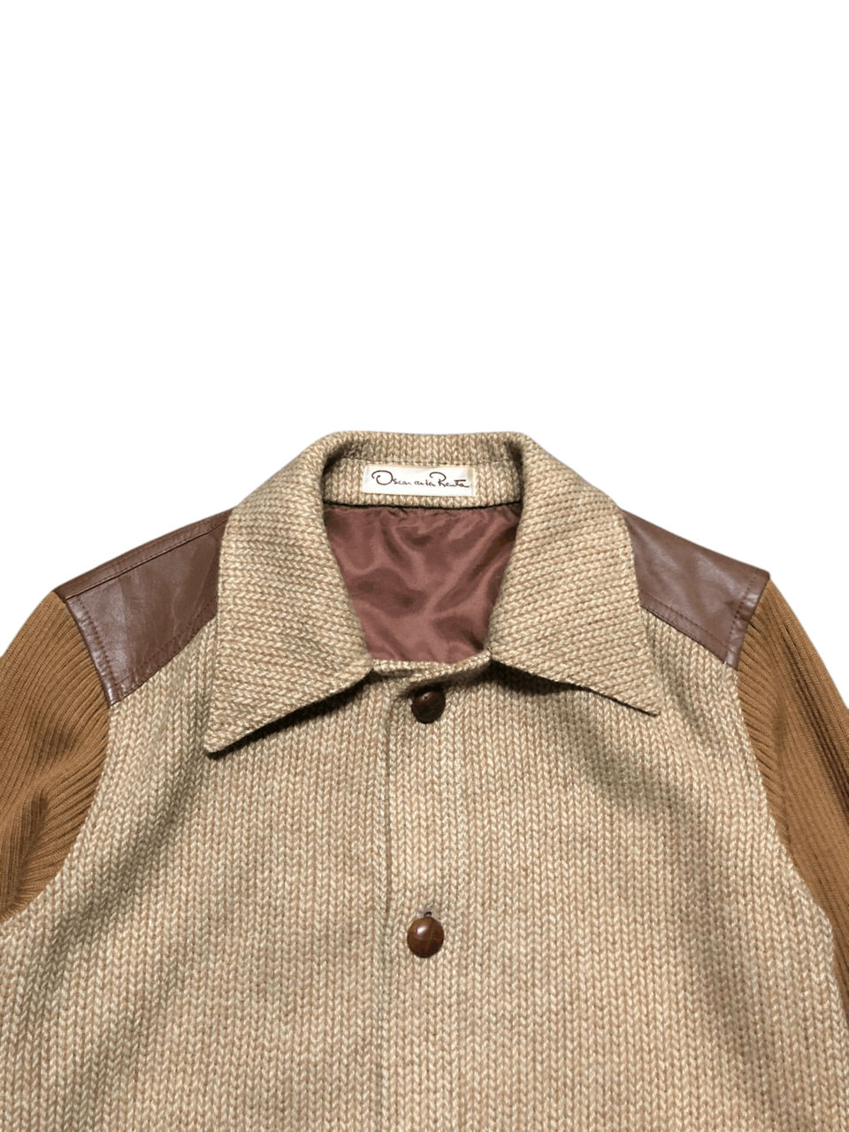 Oscar De La Renta Vintage Oscar De La Renta Wool knit Leather Part jacket Size US M / EU 48-50 / 2 - 4 Thumbnail
