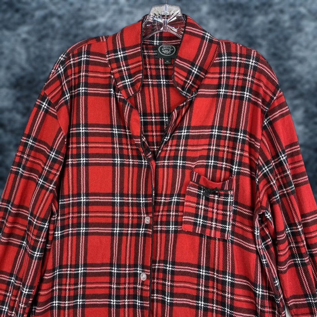 Laura Ashley Laura Ashley Womens XL Sleepshirt Plaid Nightgown Red Pocket Button V-Neck Soft Cozy Thermal Knit Flannel Lightweight Fall Winter 90s Theme (None) Size XL / US 12-14 / IT 48-50 - 1 Thumbnail