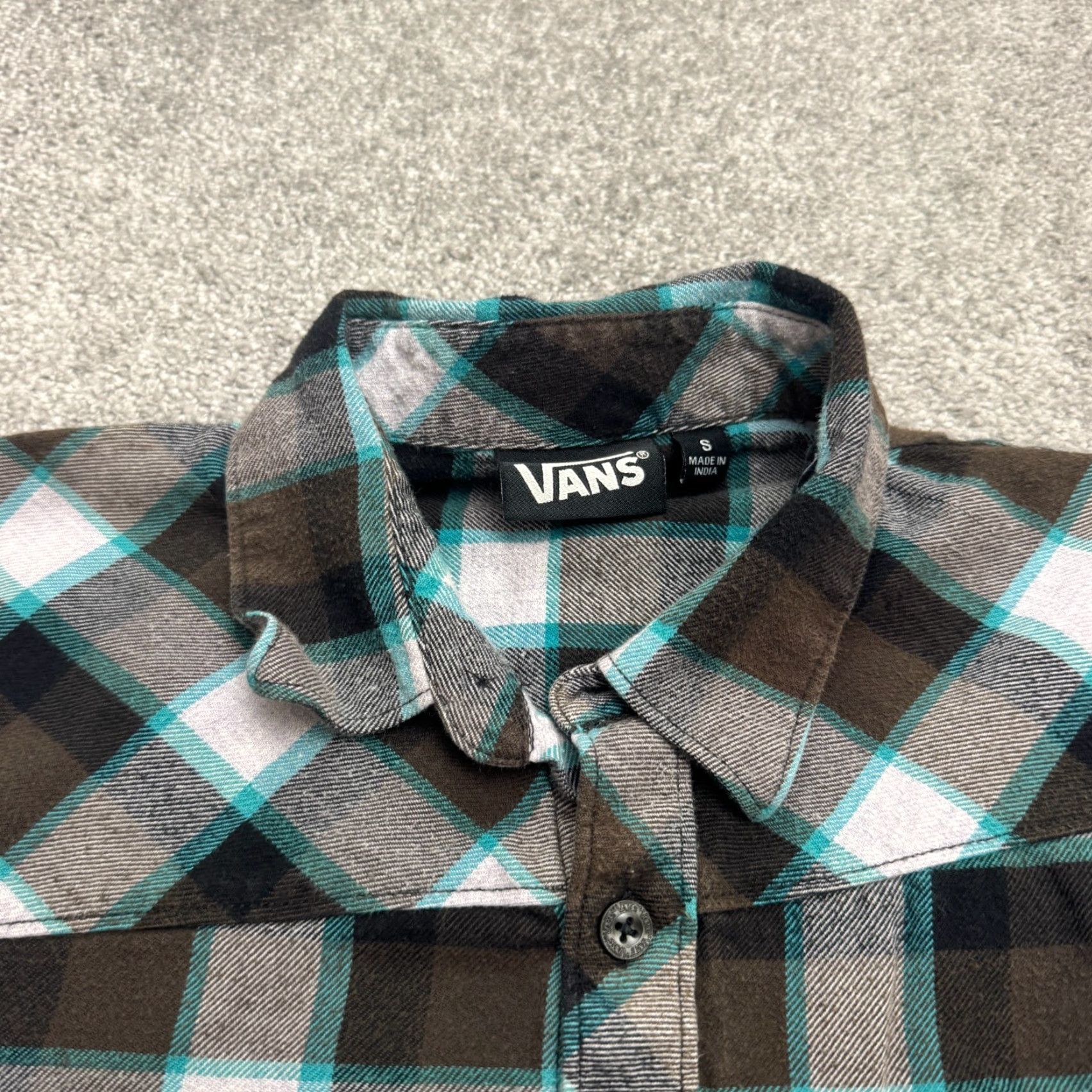 Vans VANS Shirt Men Small S Brown Teal Plaid Cotton Flannel Button-Up Vintage: Fall Collection 2010 Casual Streetwear Size US S / EU 44-46 / 1 - 3 Thumbnail