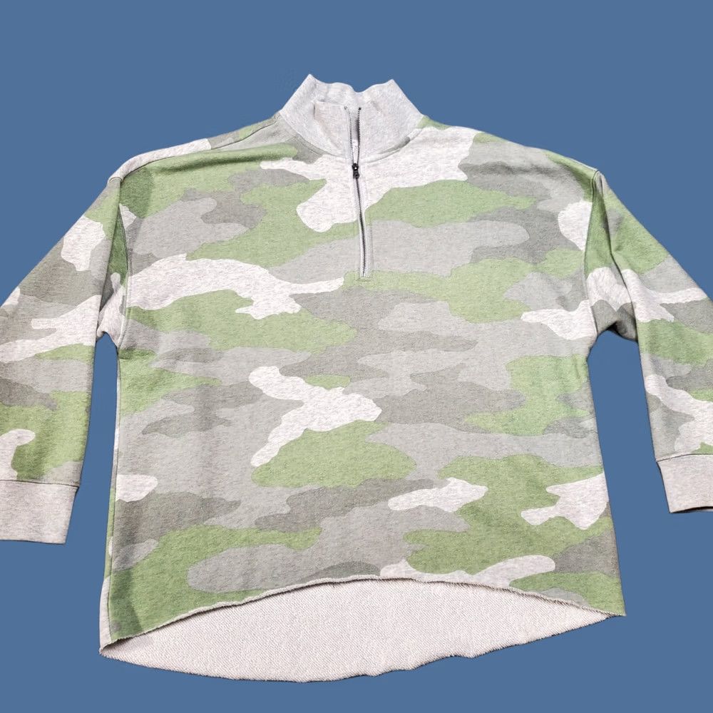 Vintage Aerie Sweatshirt Womens Small Green Gray Camouflage Sunday Soft 1/4 Zip Cotton Pullover Size S / US 4 / IT 40 - 1 Thumbnail