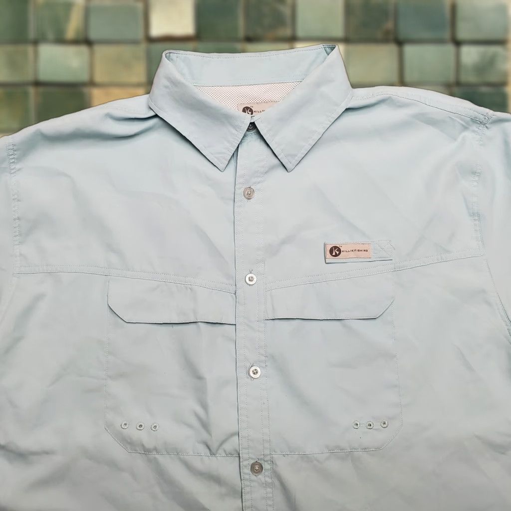Vintage Killik Shirt Mens XL Blue Vented Short Sleeve Outdoor Hiking Gorp Camping Button-Up Size US XL / EU 56 / 4 - 1 Thumbnail