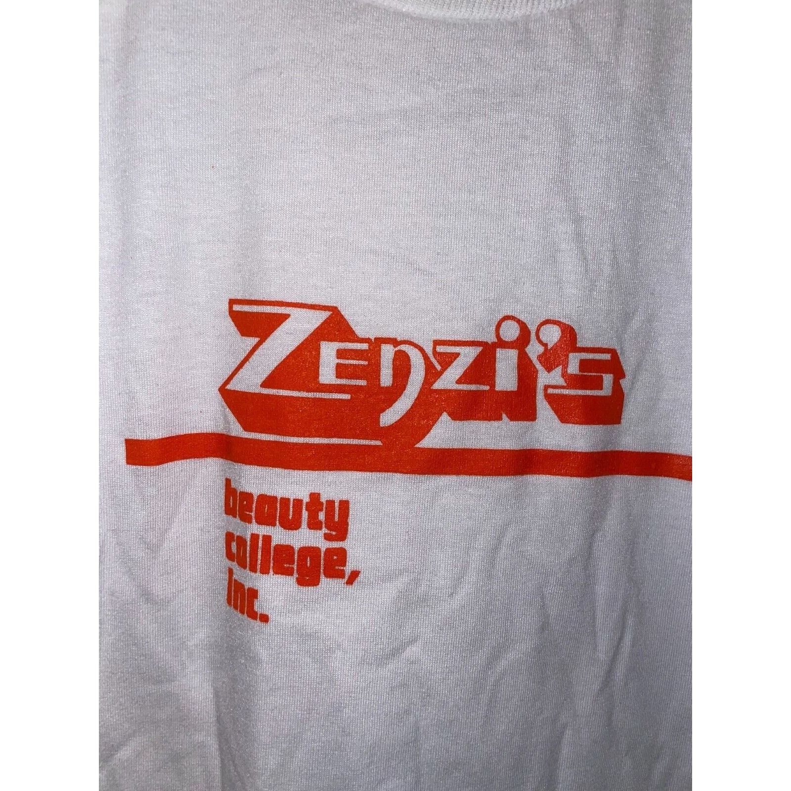 Jerzees Vintage Beauty College Shirt Zenji's Zenji Inc White Tee 90s Size US L / EU 52-54 / 3 - 4 Thumbnail