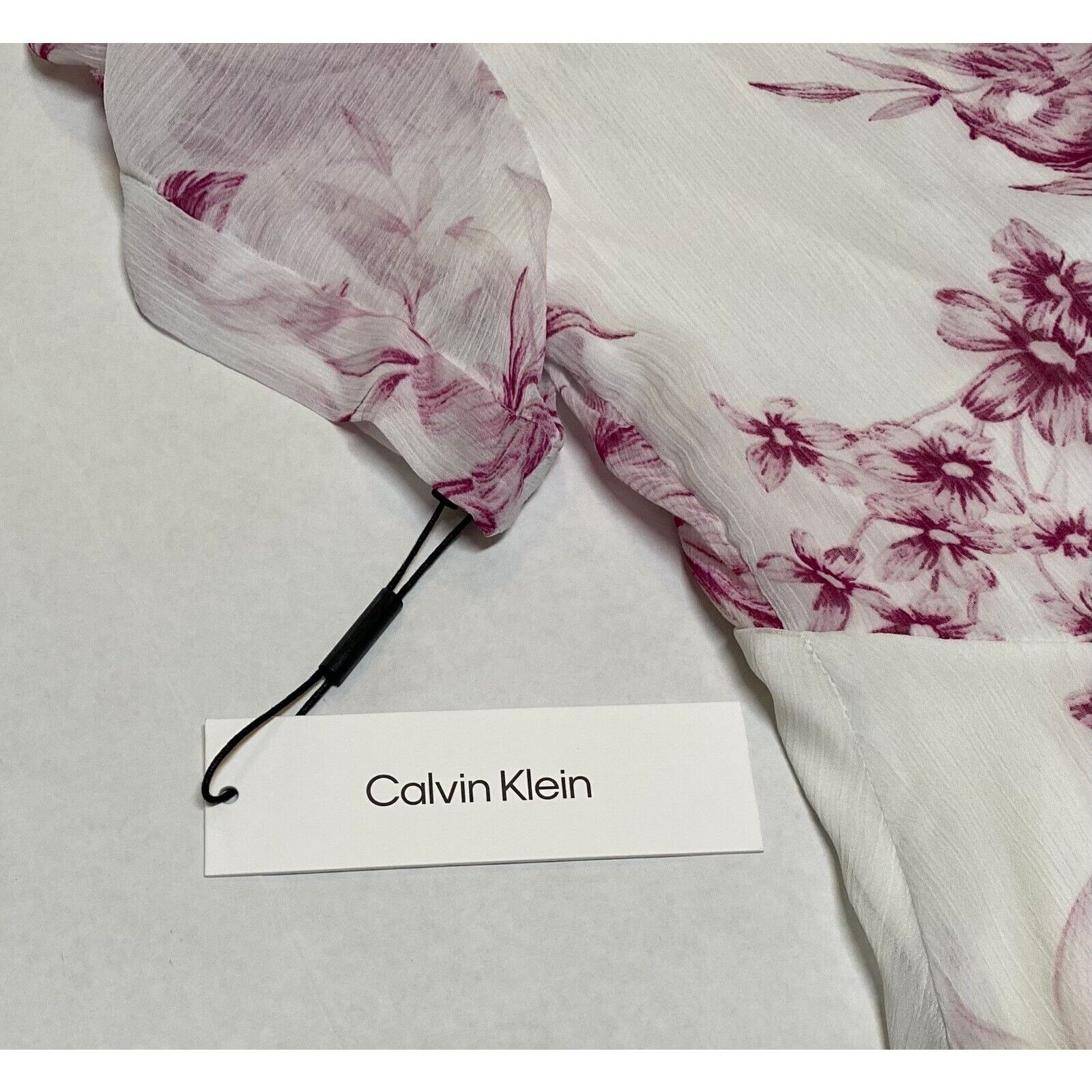 Calvin Klein Calvin Klein Women's Floral Print Dress Ruffled 10 NWT Size L / US 10 / IT 46 - 4 Thumbnail
