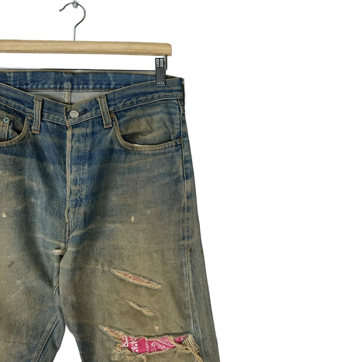 Levi's ☀️80s LEVI’S 501 RINDEN 524 PATCHWORK DENIM JEANS PANTS Size US 34 / EU 50 - 5 Thumbnail