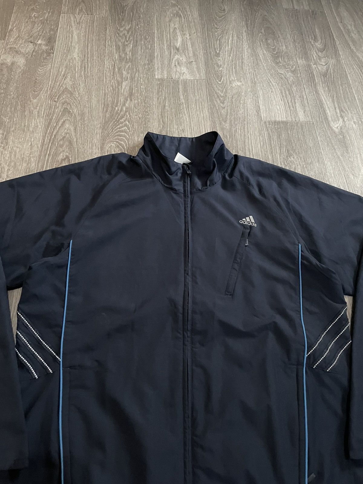 Adidas Vintage 00s Adidas Reflective 3 Stripes Nylon Track Jacket Size US L / EU 52-54 / 3 - 6 Thumbnail