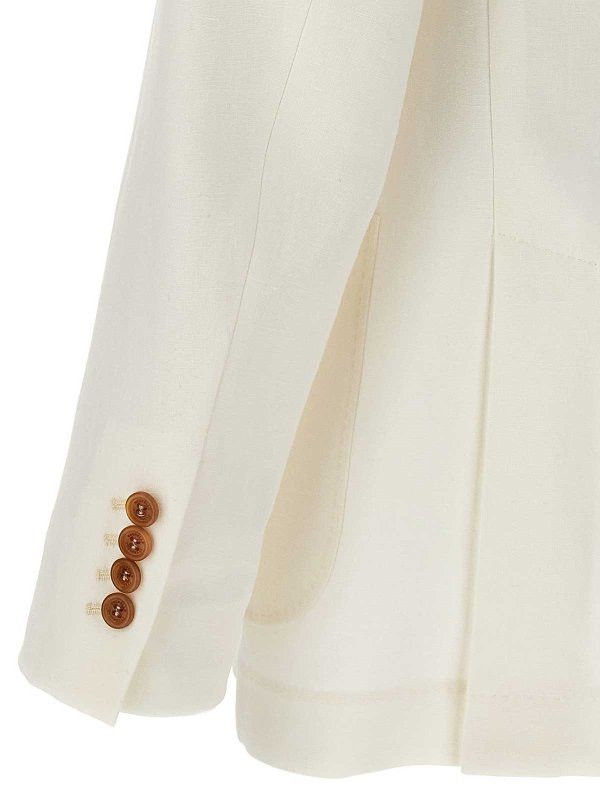 Brunello Cucinelli o1y0526 Double-breasted Blazer in Ivory Size US S / EU 44-46 / 1 - 4 Thumbnail