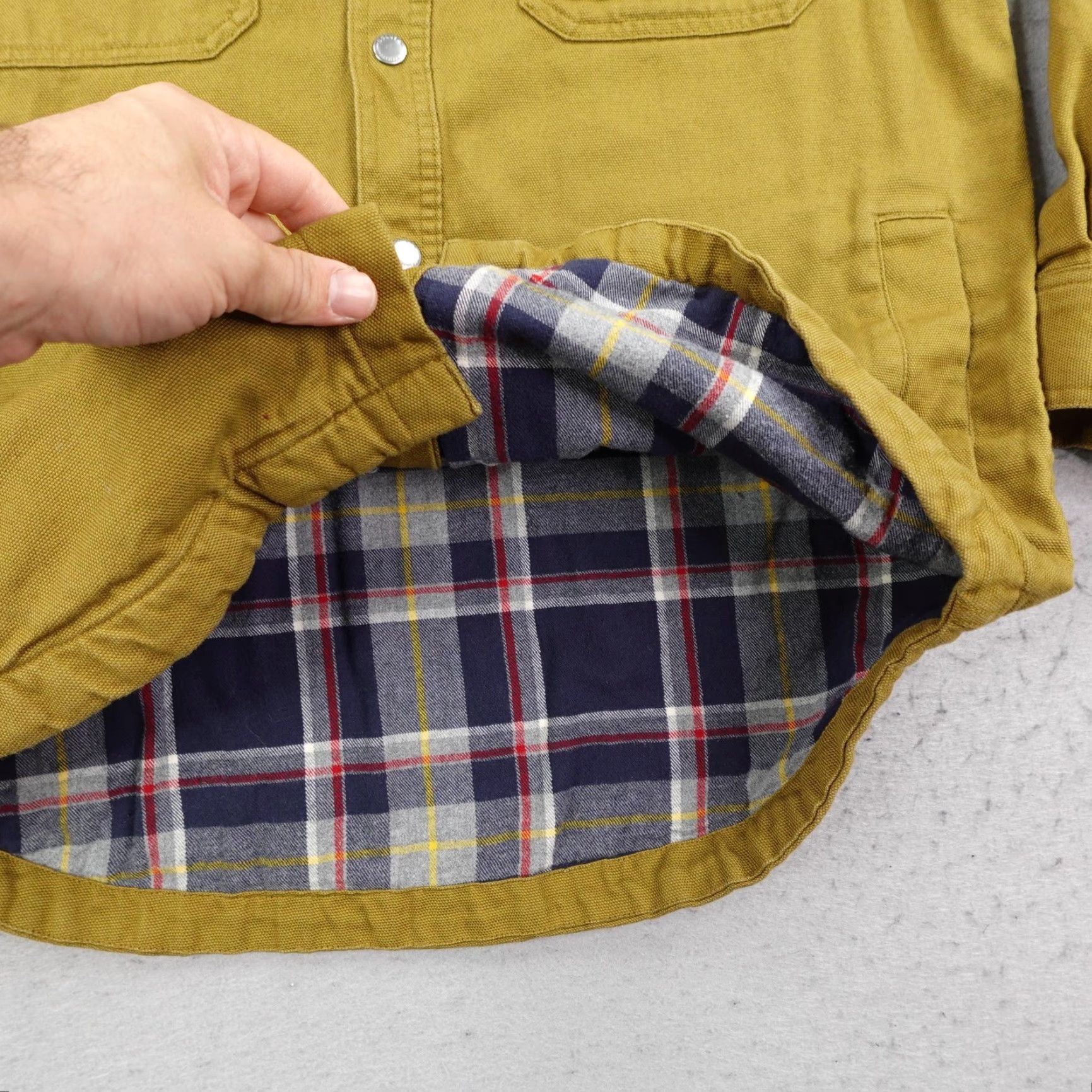 Duluth Trading Company Duluth Trading Co Shacket Mens Medium Beige Canvas Flannel-Lined Pockets Button Outdoor Workwear Casual Travel Size US M / EU 48-50 / 2 - 4 Thumbnail