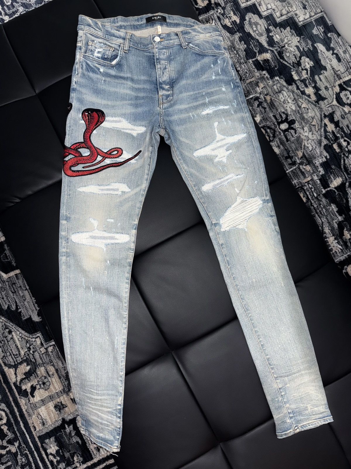 Amiri Amiri snake appliqué jeans Size US 38 / EU 54 - 1 Thumbnail