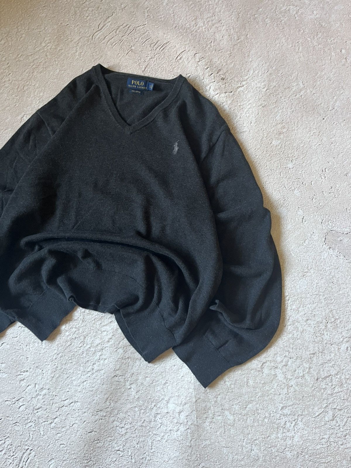 Polo Ralph Lauren Polo Ralph Lauren Black V-Neck Knit Sweater Size US L / EU 52-54 / 3 - 2 Thumbnail