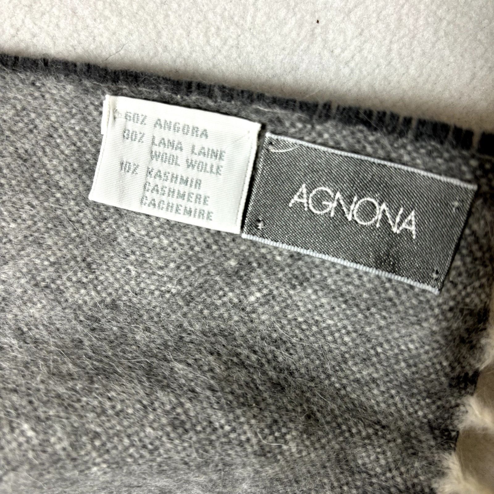 Agnona Agnona Gray Angora Wool Scarf Shawl Wrap w/ Fringe 11.5" x 6 Size ONE SIZE - 5 Thumbnail