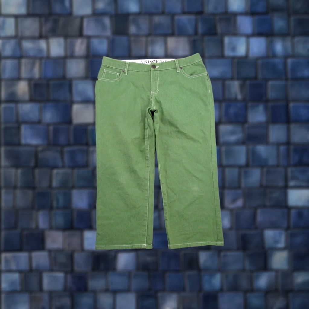 Lands' End Lands' End Modern Fit Capri Boot Leg Jeans 10P Green Denim Cotton 5-Pocket Womens Capris 10 Petite Used Size 32" / US 10 / IT 46 - 1 Thumbnail