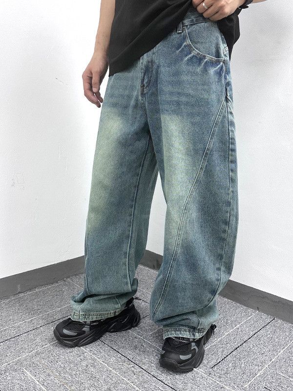 Japanese Brand Vintage washed wide-leg scimitar stitching casual jeans Size US 32 / EU 48 - 3 Thumbnail
