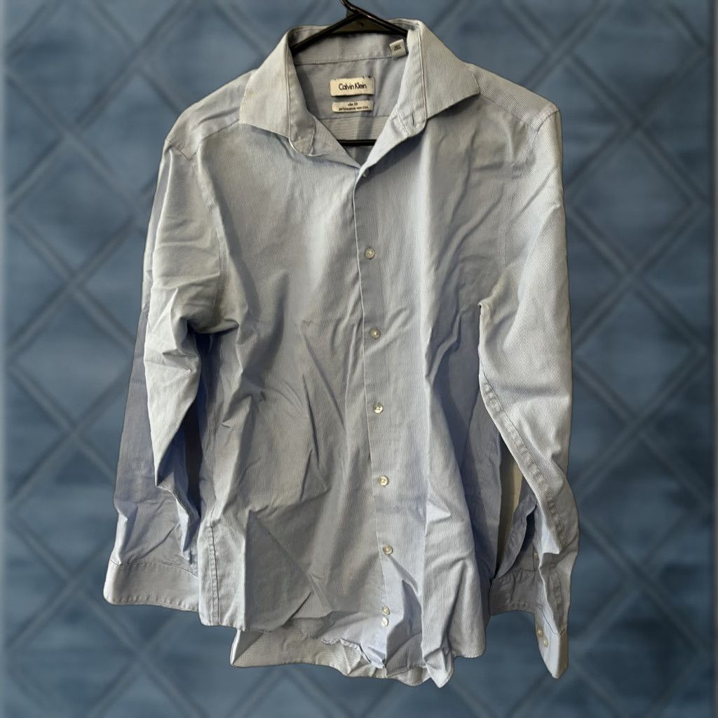 Calvin Klein Calvin Klein Shirt 15.5 Blue 100% Cotton Regular Fit Mens Size US M / EU 48-50 / 2 - 1 Thumbnail