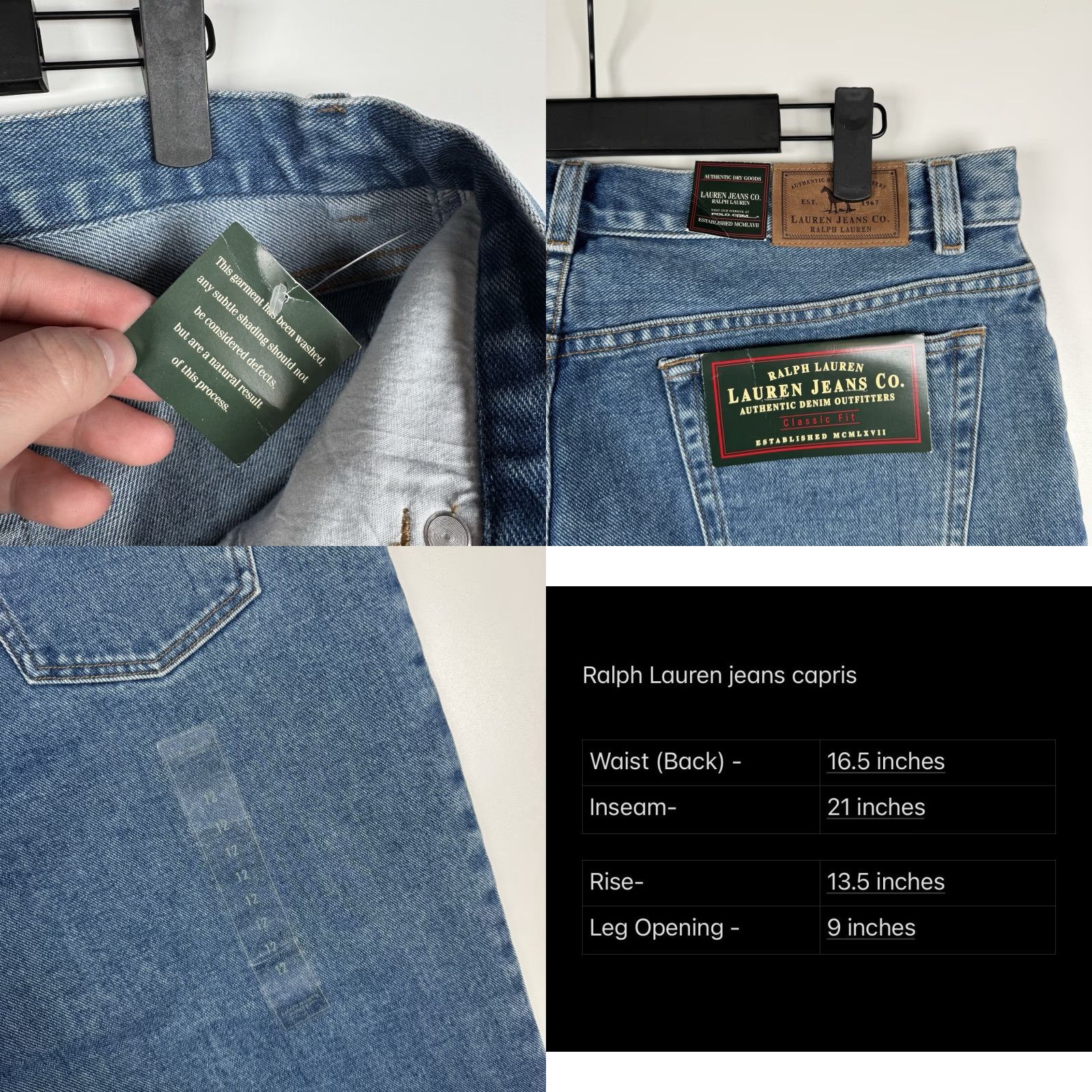 Ralph Lauren VINTAGE Ralph Lauren Denim Carpi Jeans Capri's - Lauren Jeans Capri's - Women's 12 Inseam 21" - 90s Blue Jeans Size 34" / US 12 / IT 48 - 8 Thumbnail