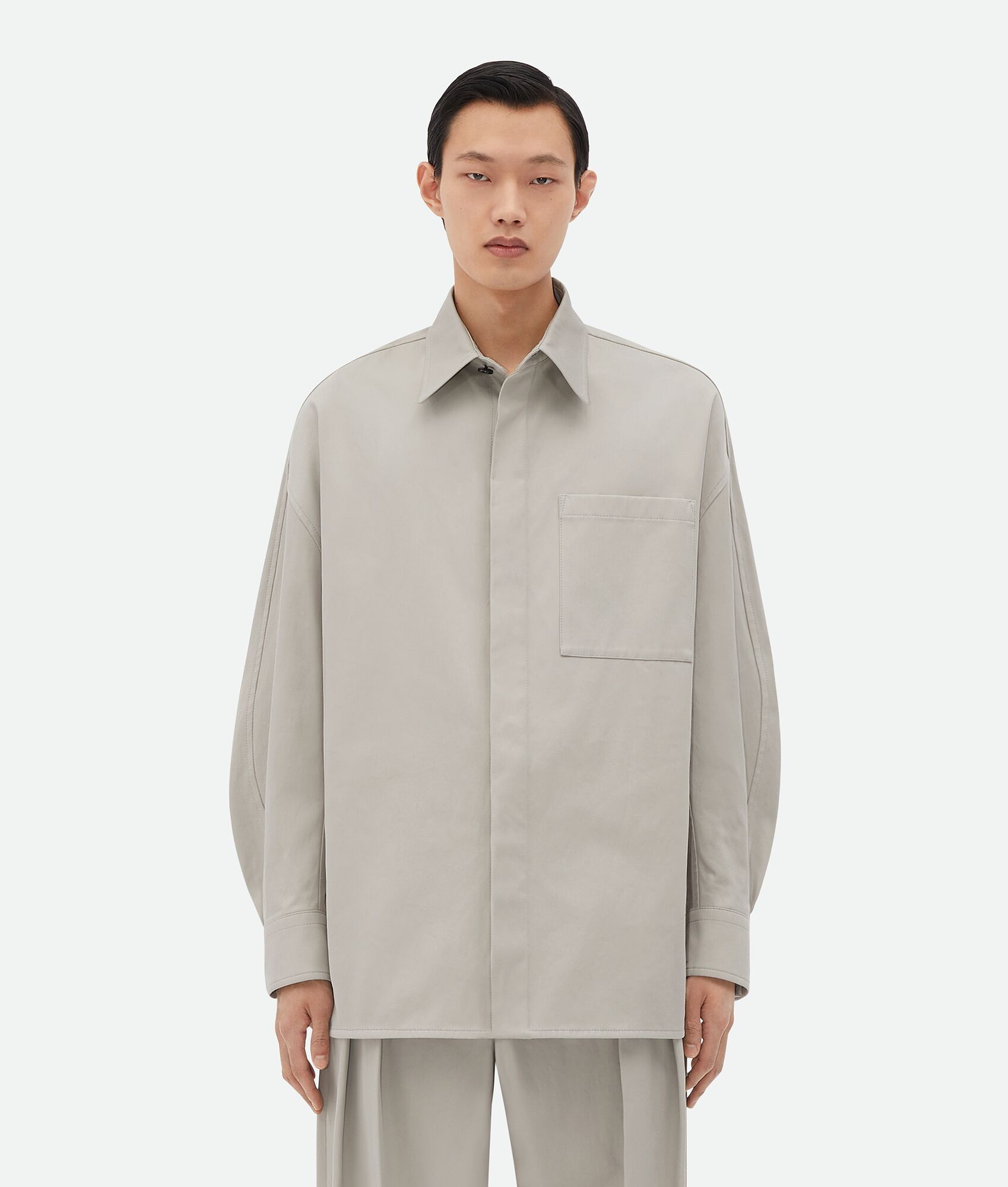 o1bcso1str0925 Cotton Twill Overshirt in Agate Grey