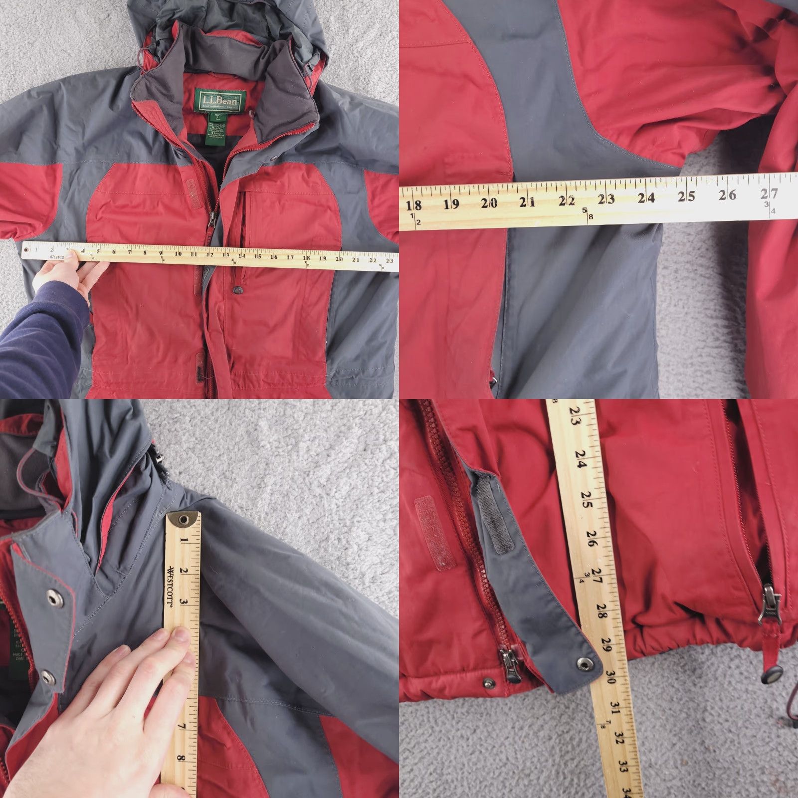 Vintage LL Bean Jacket Mens Large Red Gray Nylon Winter Shell Size US L / EU 52-54 / 3 - 8 Thumbnail