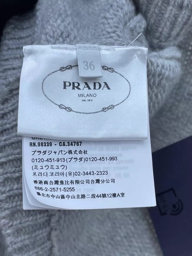 Prada Prada Light Gray Knitted Wool Crop Cardigan-2506 Size S / US 4 / IT 40 - 6 Thumbnail