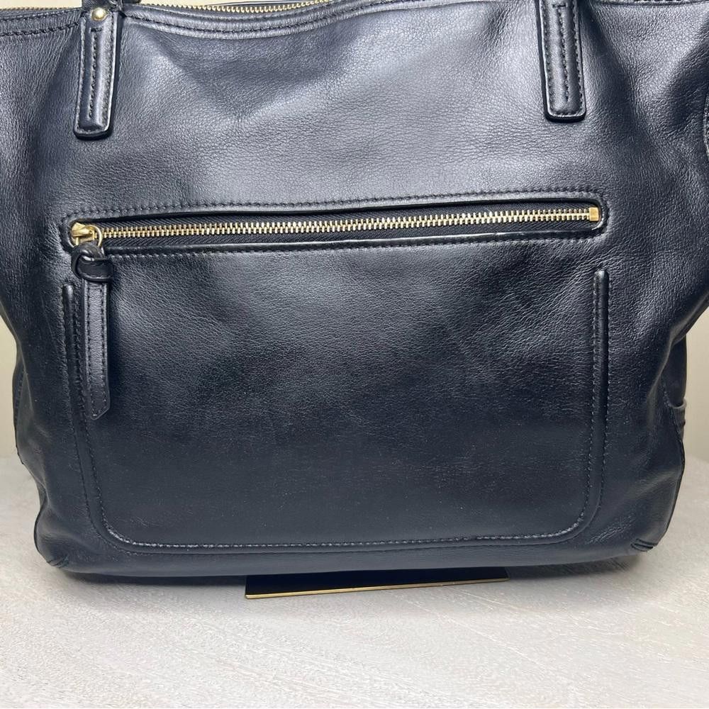Coach COACH Poppy Black Leather Shoulder Small Zipper Tote Size ONE SIZE - 8 Thumbnail