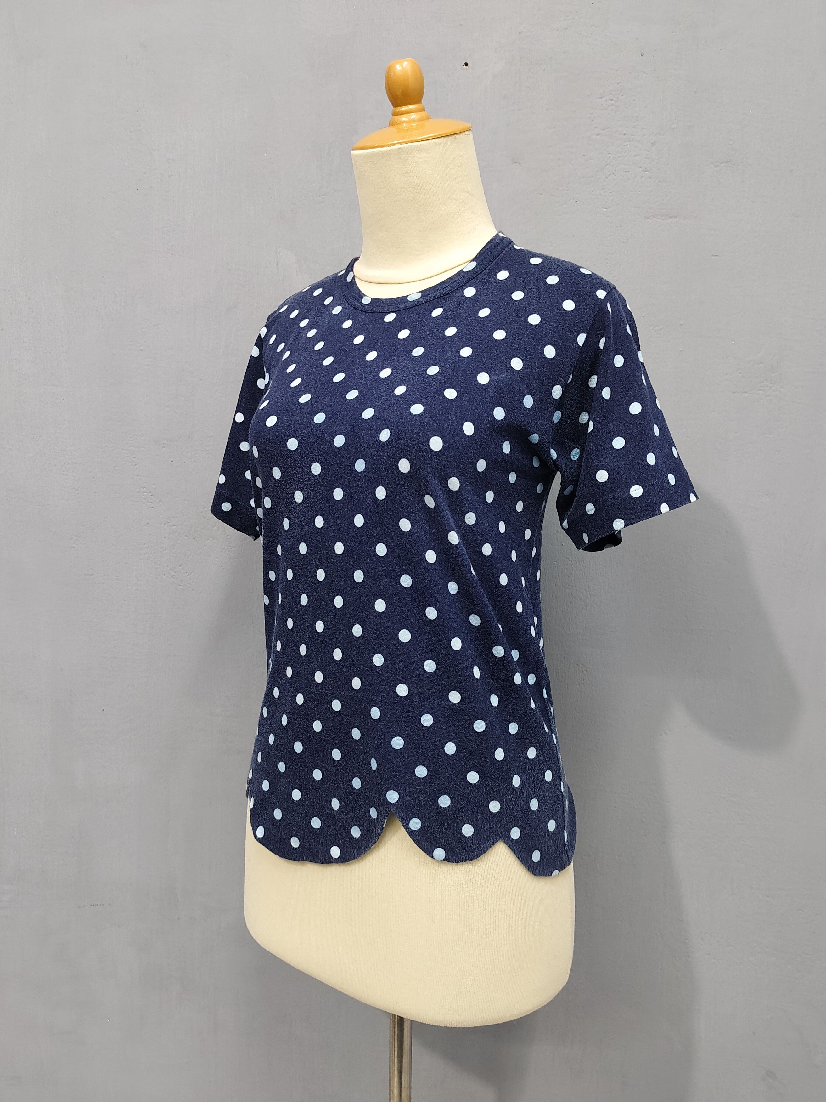 Comme des Garcons AD03 CDG Robe de Chambre Polka Dot Scallop Hem Cropped Tee Size M / US 6-8 / IT 42-44 - 9 Thumbnail