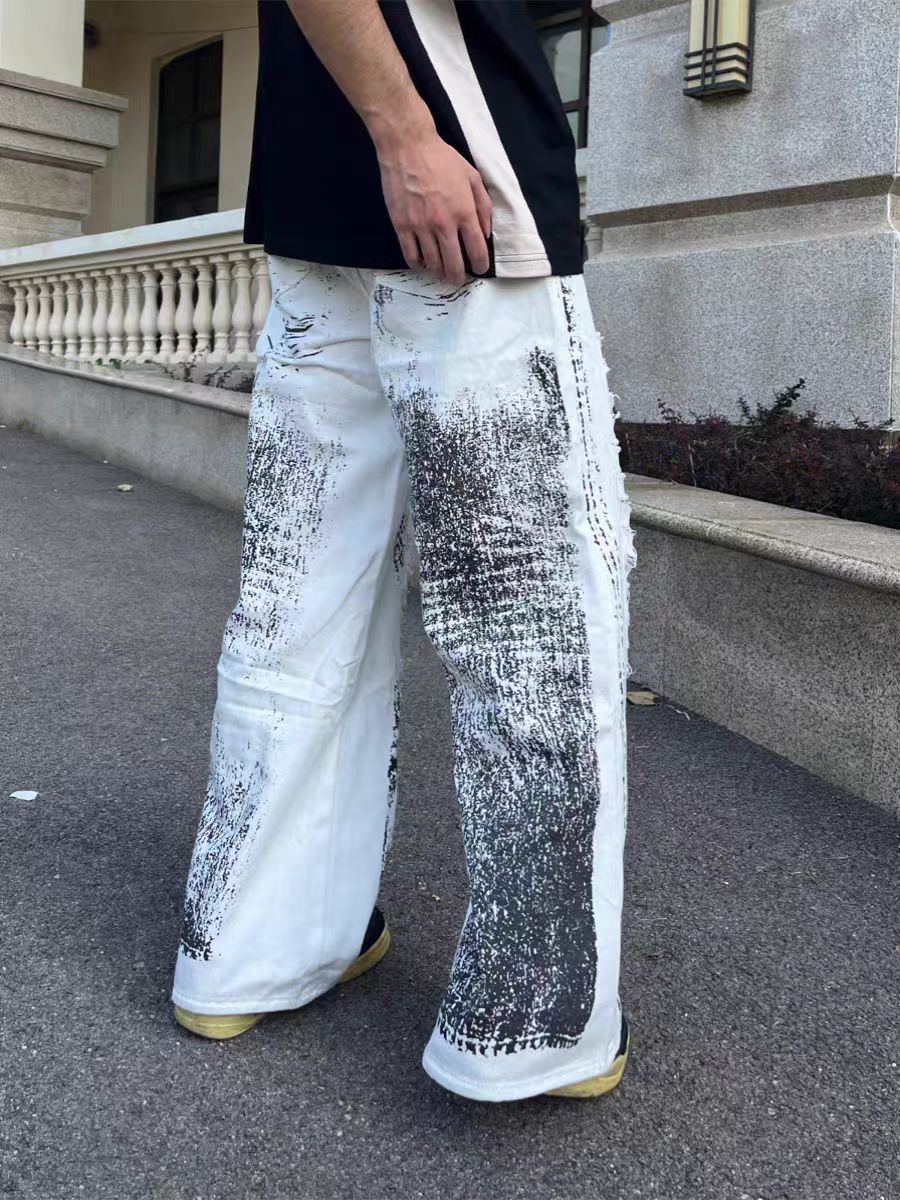 Japanese Brand × Vintage Hip-hop street graffiti micro flare ripped jeans size 30 Size US 30 / EU 46 - 5 Thumbnail