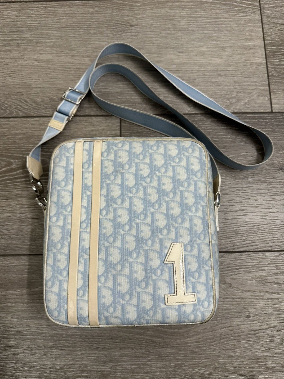 Christian Dior Monogram Blue Shoulder Bag Vintage