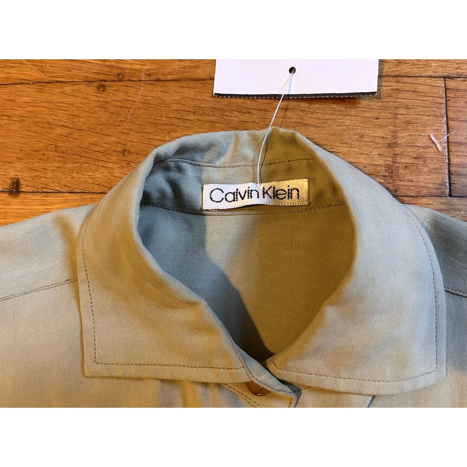 Calvin Klein VINTAGE Calvin Klein Archive Library Resort Silk Blouse Women’s Large Green 90s Size L / US 10 / IT 46 - 6 Thumbnail