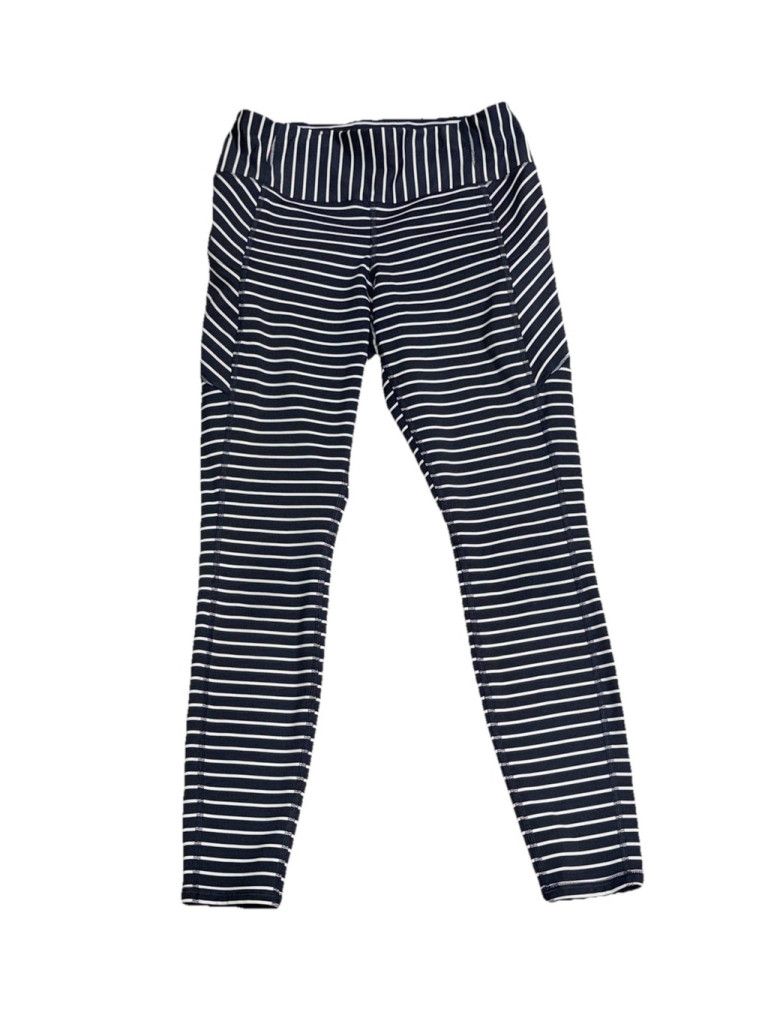 Athleta ATHLETA STRIPE CONTENDER LEGGING 25” NAVY WHITE SIZE SMALL Size 27" / US 4 / IT 40 - 2 Thumbnail