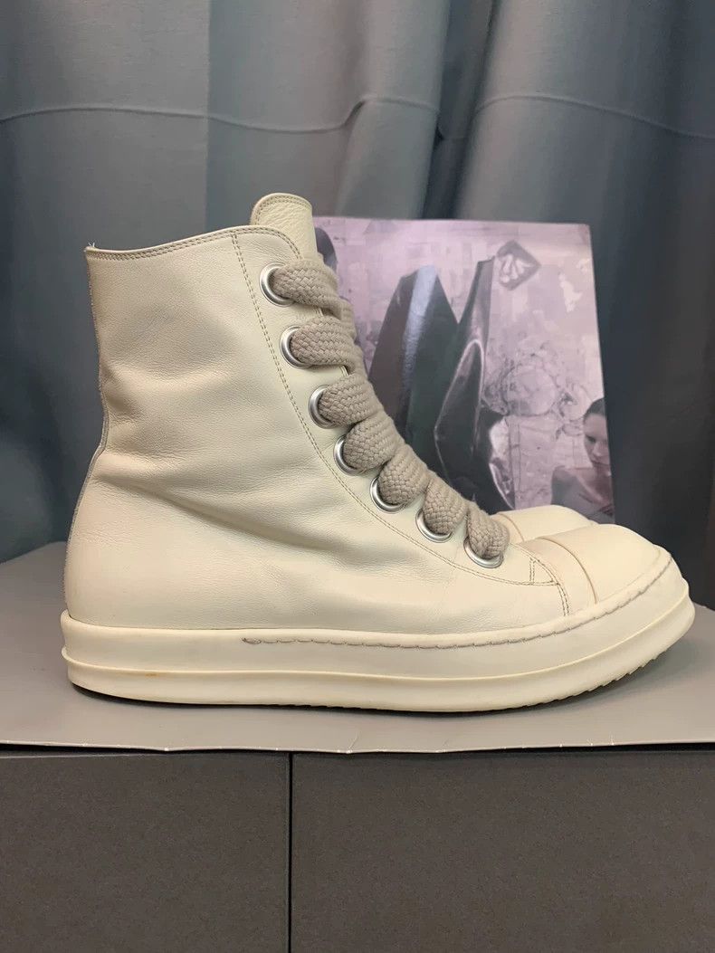 Rick Owens Wide shoelace thick strap high-top cowhide leat
