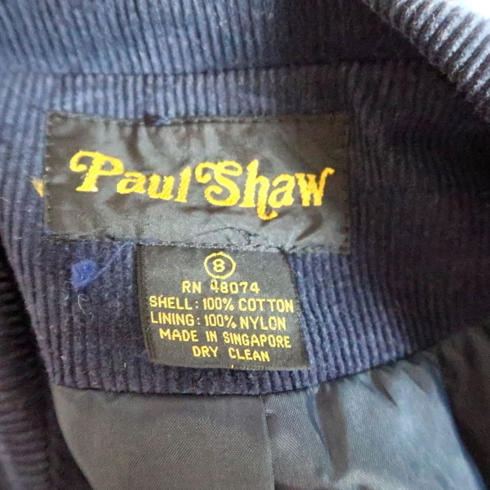 Velvet VINTAGE 80s Paul Shaw Navy Blue Corduroy Velvet Blazer Jacket 8 Women John? Size M / US 6-8 / IT 42-44 - 5 Thumbnail