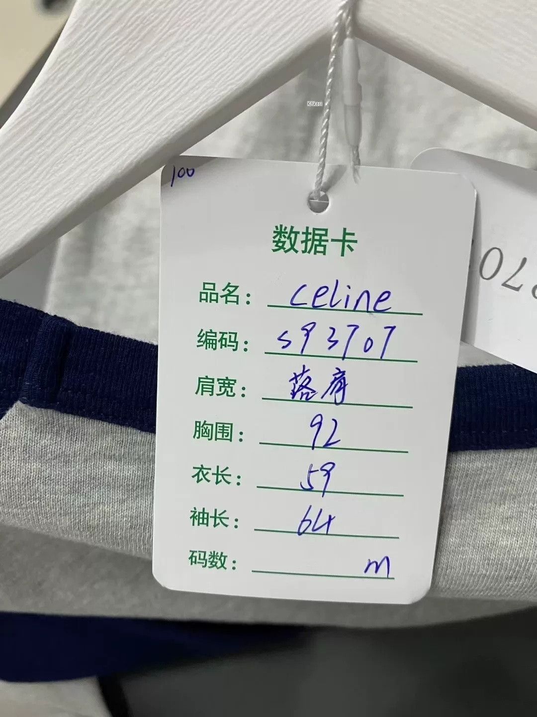 Celine Celine Blue Gray Triomphe Logo Raglan Long Sleeve Size US 26 / EU 42 - 7 Thumbnail