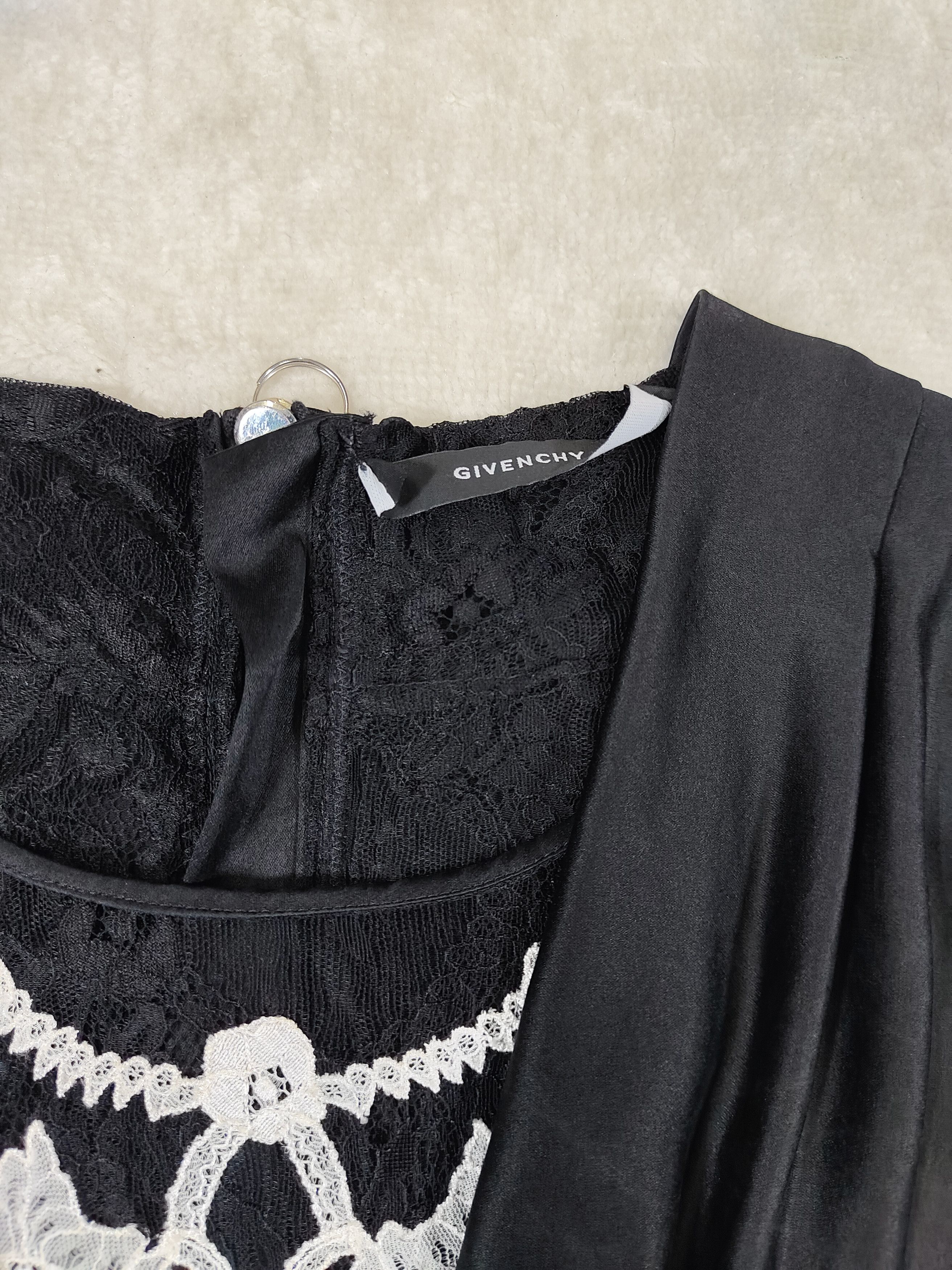 Givenchy 00s Givenchy- Dark Romance Lace Trimmed Cowl Neck Dress Size S / US 4 / IT 40 - 8 Thumbnail