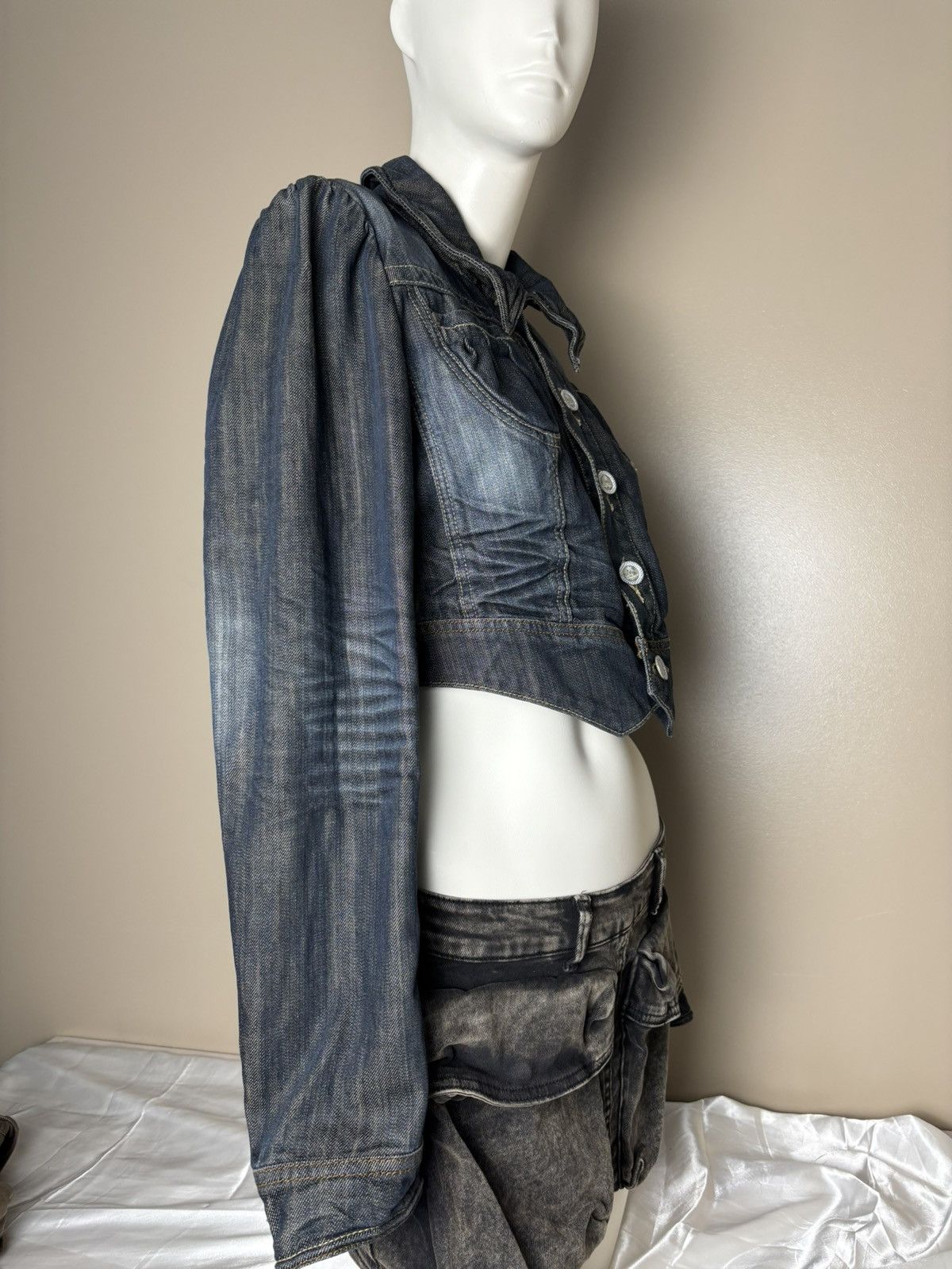 Other Avant garde 2000s cropped denim jacket with wire Size M / US 6-8 / IT 42-44 - 8 Thumbnail