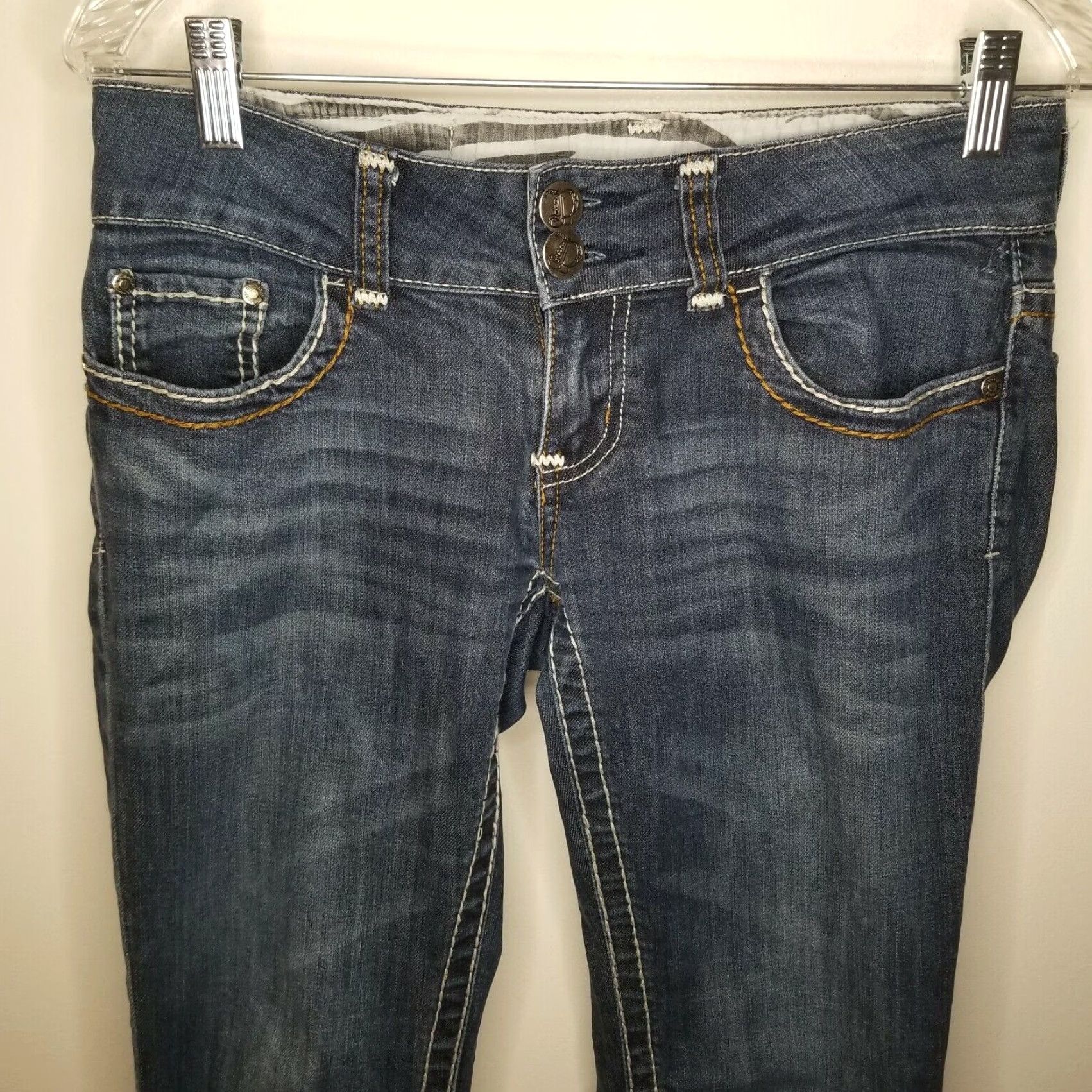 Doublet DOUBLE TAKE Boot Cut Jeans Womens Size 6 Regular Blue Medium Wash Thick Stitch 99% Cotton 1% Spandex Mens? No, Women. Size 28" / US 6 / IT 42 - 2 Thumbnail