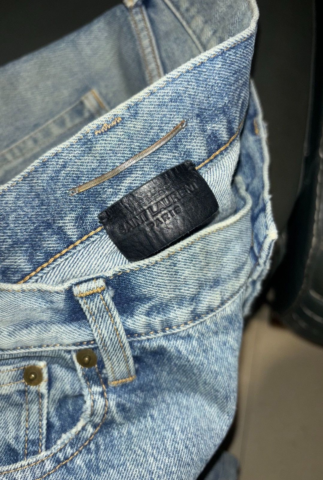 Saint Laurent Paris Saint Laurent SLP 2022FW Straight Single-Knee Slashed Jeans Size US 31 - 3 Thumbnail