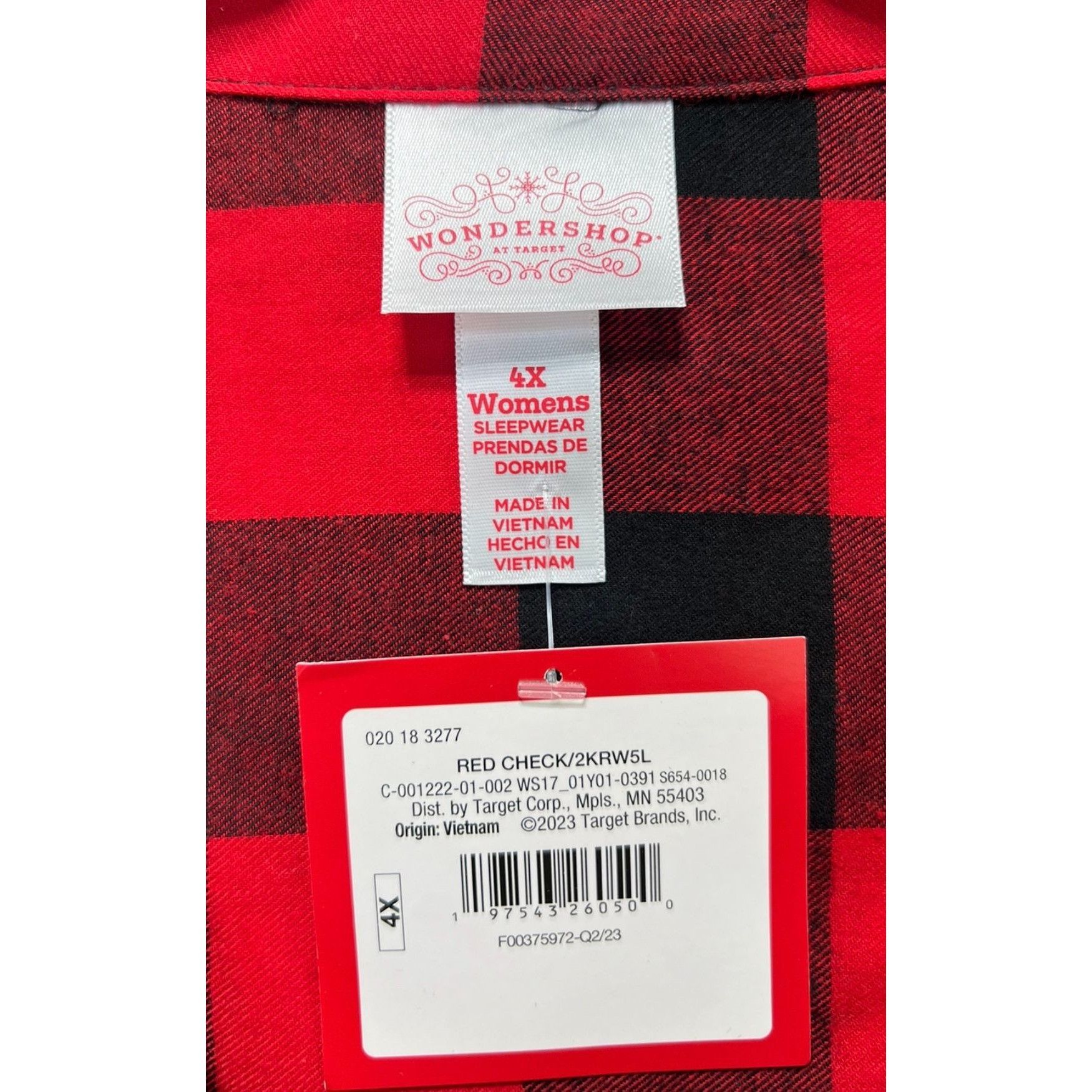 Other Wonder Shop - Women's Red Buffalo Check Flannel Pajama Set - Size ONE SIZE - 18 Thumbnail
