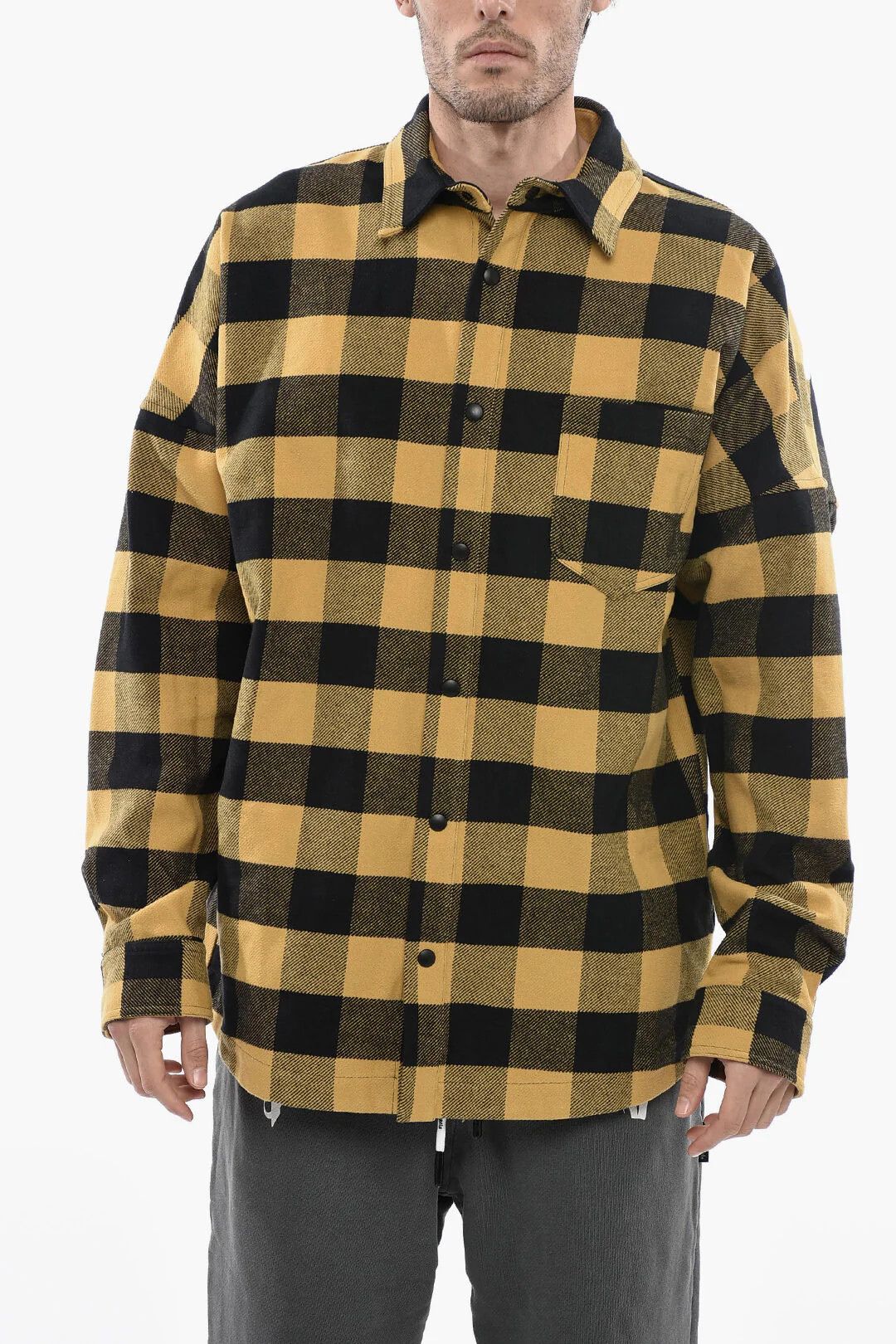 Palm Angels og1mm0326 Buffalo Check Overshirt in Yellow/Black Size US S / EU 44-46 / 1 - 1 Thumbnail