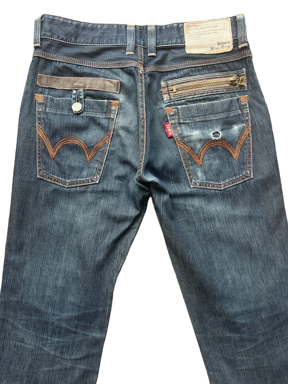 Vintage Edwin Distressed Rusty Straight Denim Jeans 33x33