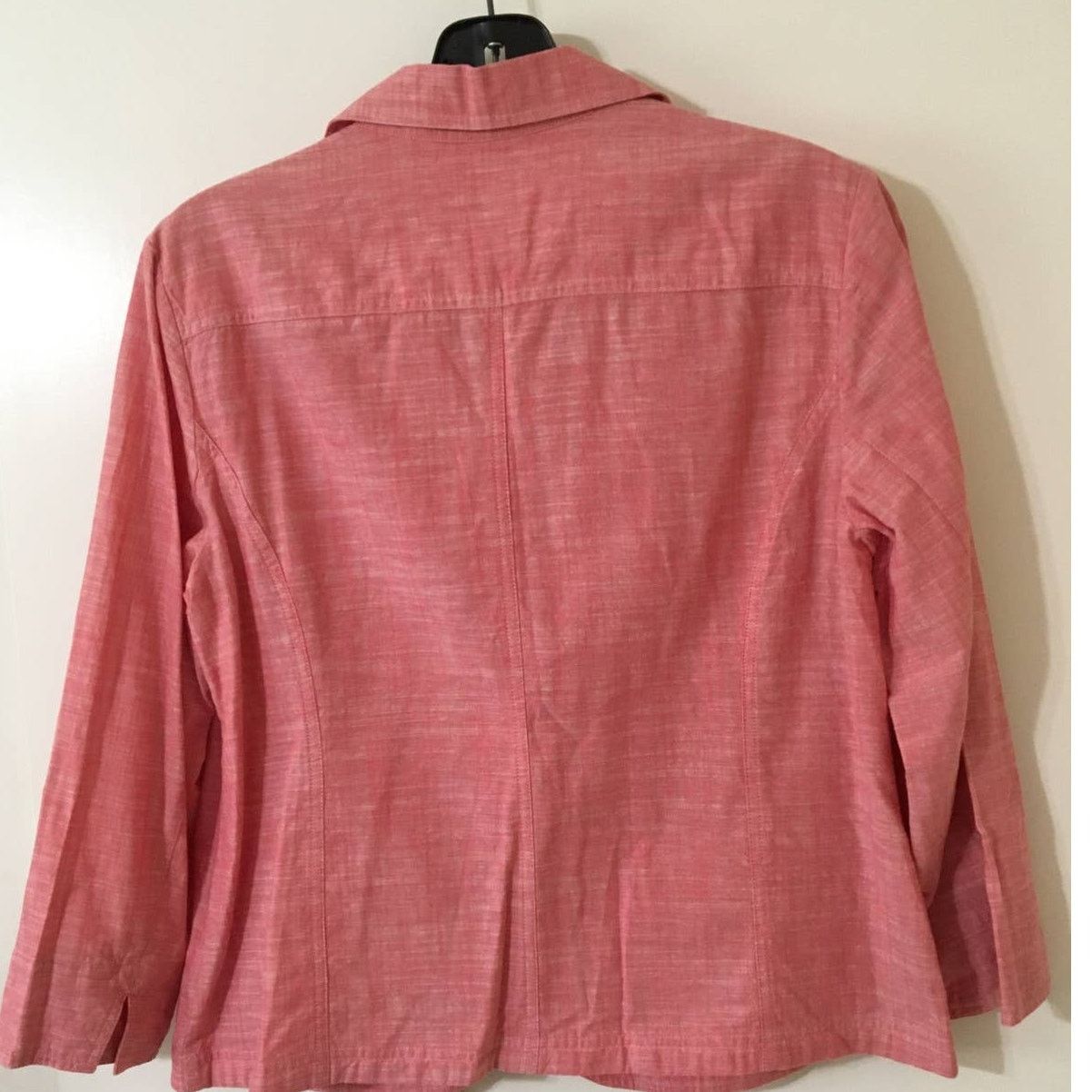 Chicos Chico's Size 2 (L) Cotton Pink Long Sleeve V-neck Jacket Size L / US 10 / IT 46 - 3 Thumbnail