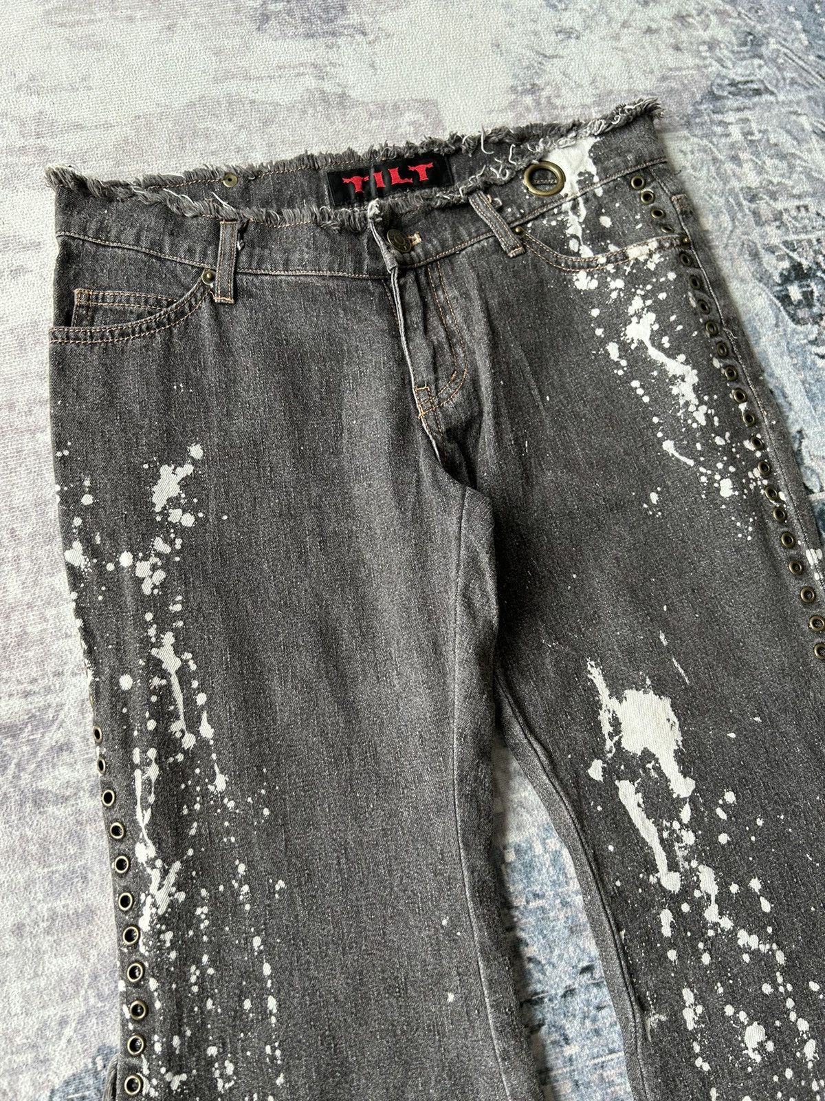 14th Addiction Flared Punk Style Painted Jeans Size US 29 - 5 Thumbnail