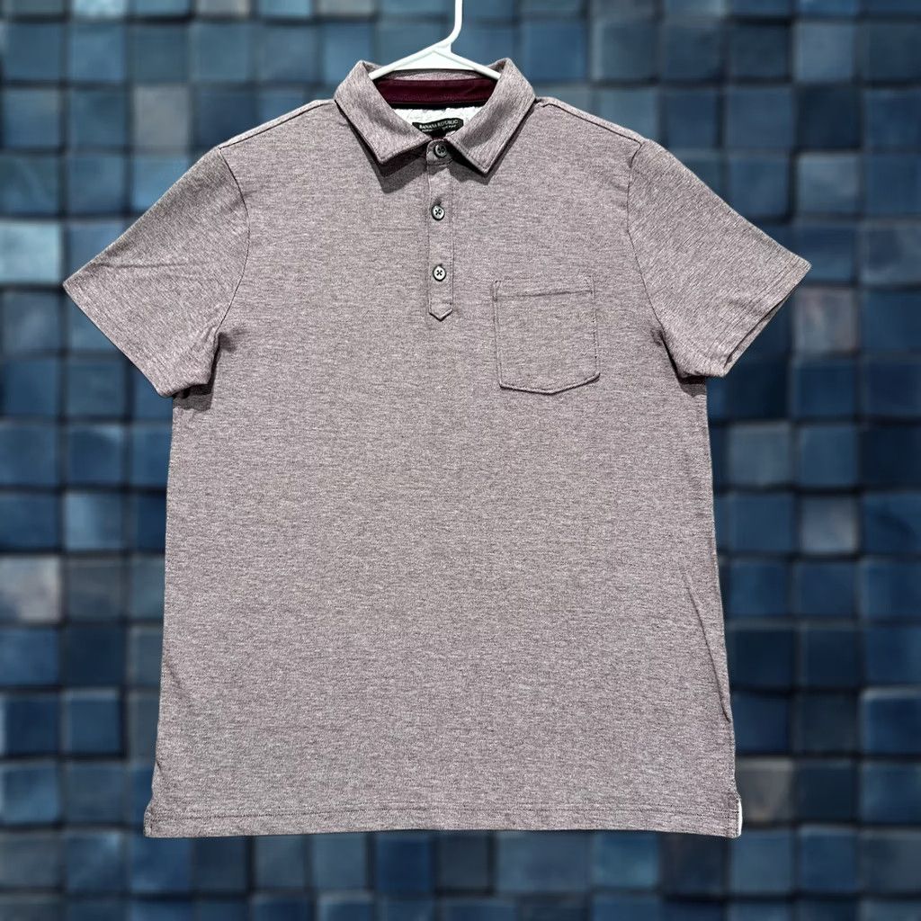 Banana Republic Banana Republic Shirt Mens M Red Burgundy Performance Pique Polo EUC Size US M / EU 48-50 / 2 - 1 Thumbnail