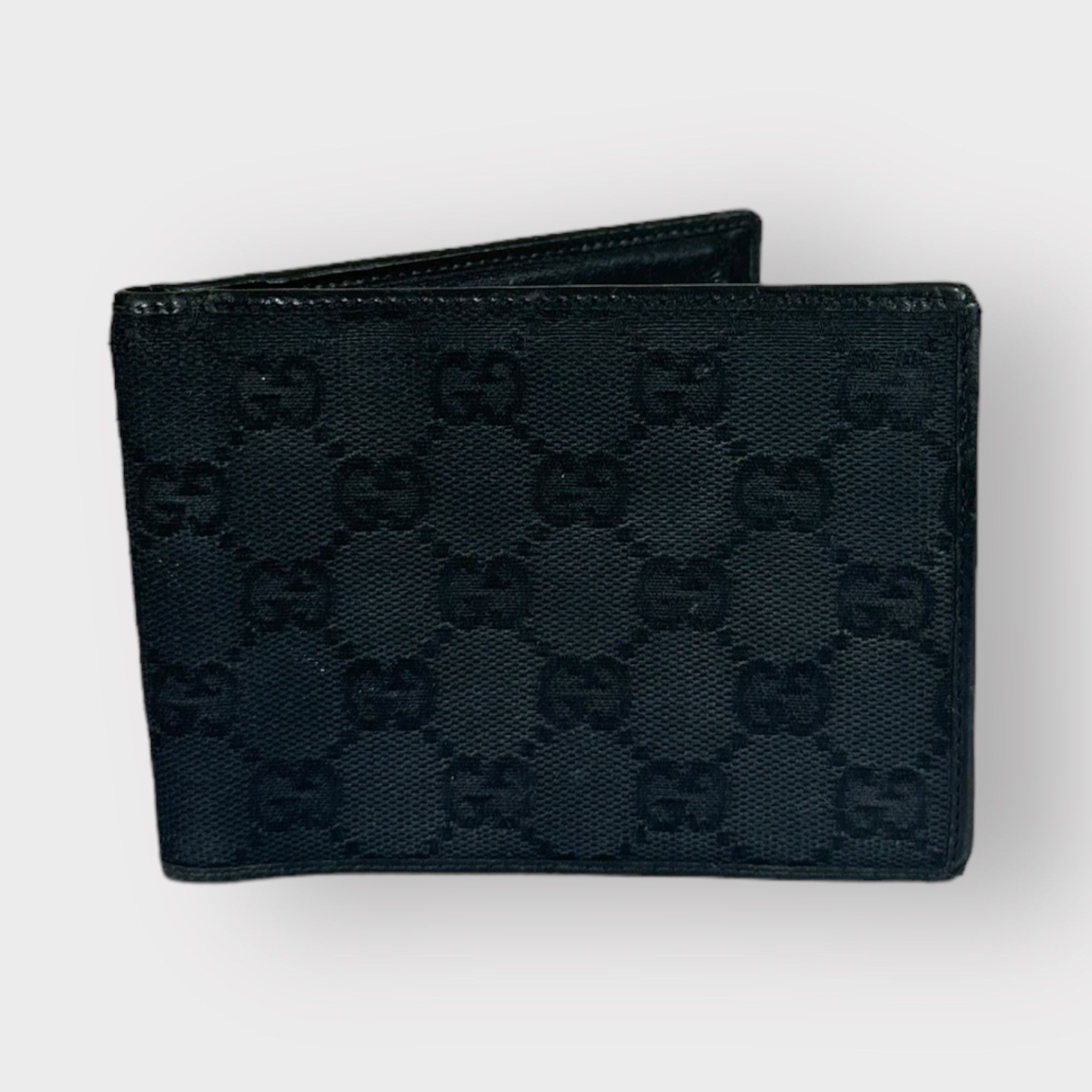 image of Gucci Wallet Black Monogram Canvas And Leather, Men's