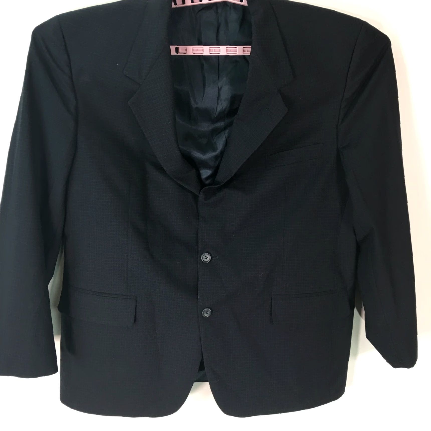 Bill Blass Bill Blass Men's Black Plaid Blazer Suit Jacket Size 46R - Regular Fit, Long Sleeve, Casual/Formal Size US XXL / EU 58 / 5 - 3 Thumbnail