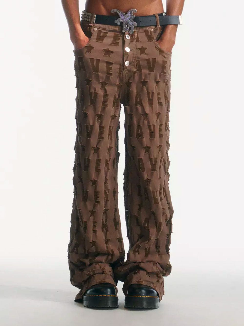 Heaven by Marc Jacobs Heaven Shredded Star Flared Jeans - Marc Jacobs Heavn Pants Size 30" / US 8 / IT 44 - 6 Thumbnail