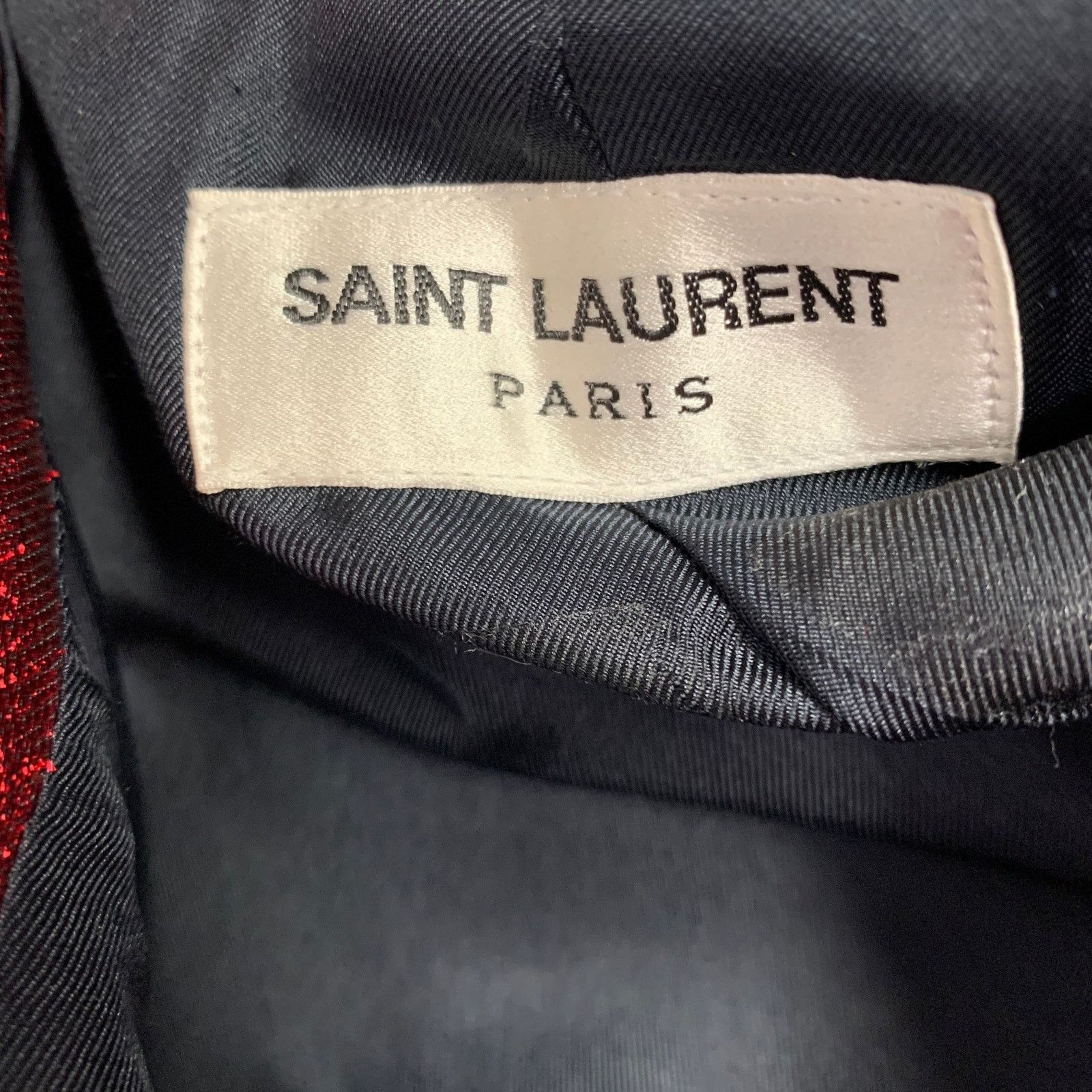 Saint Laurent Paris SS15 Size 34 Red Silver Stripe Viscose Blend Sport Coat Size 34R - 4 Thumbnail