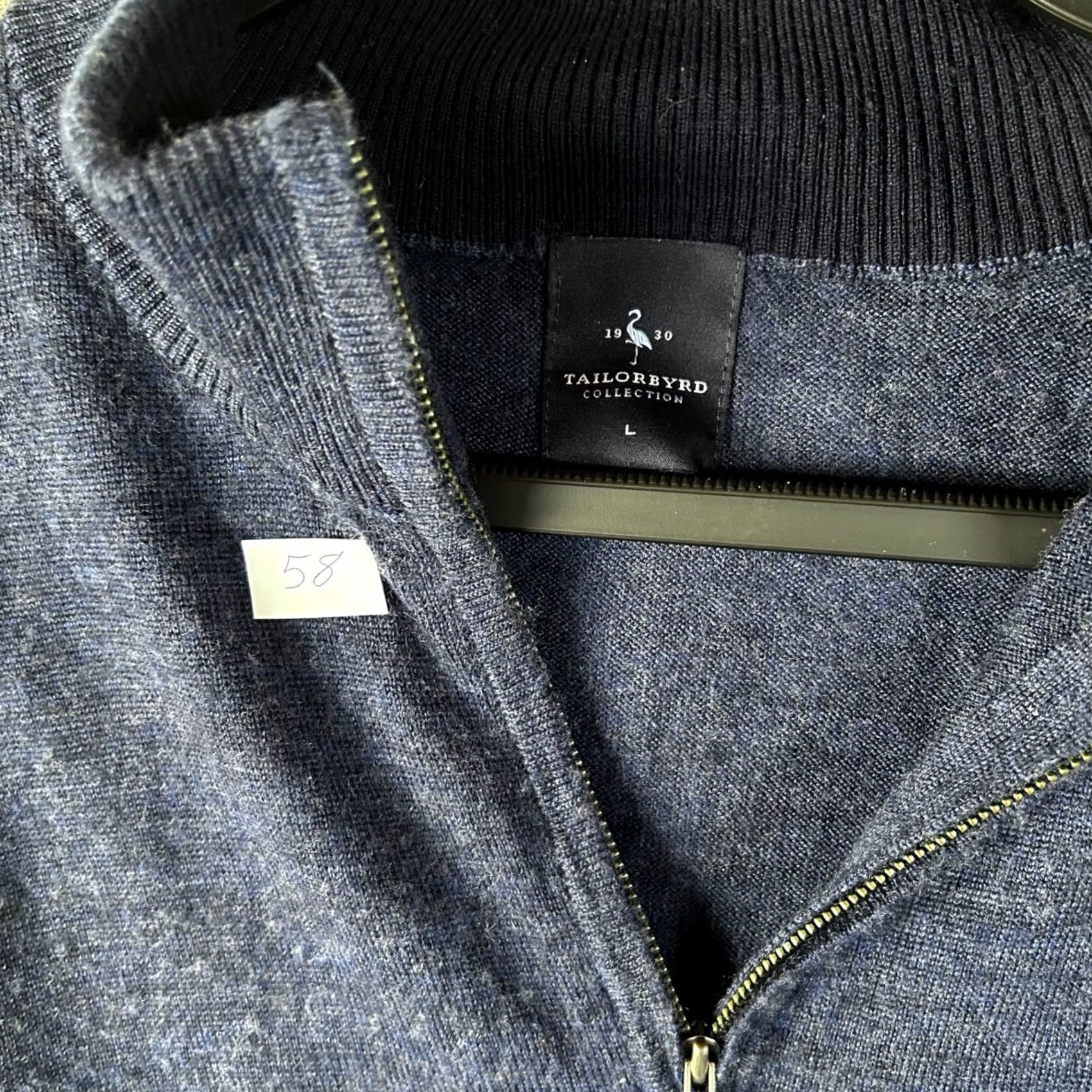 Tailorbyrd Tailorbyrd Sweater Mens Large Navy Blue Extra Fine Merino Wool Quarter Zip Size US L / EU 52-54 / 3 - 2 Thumbnail