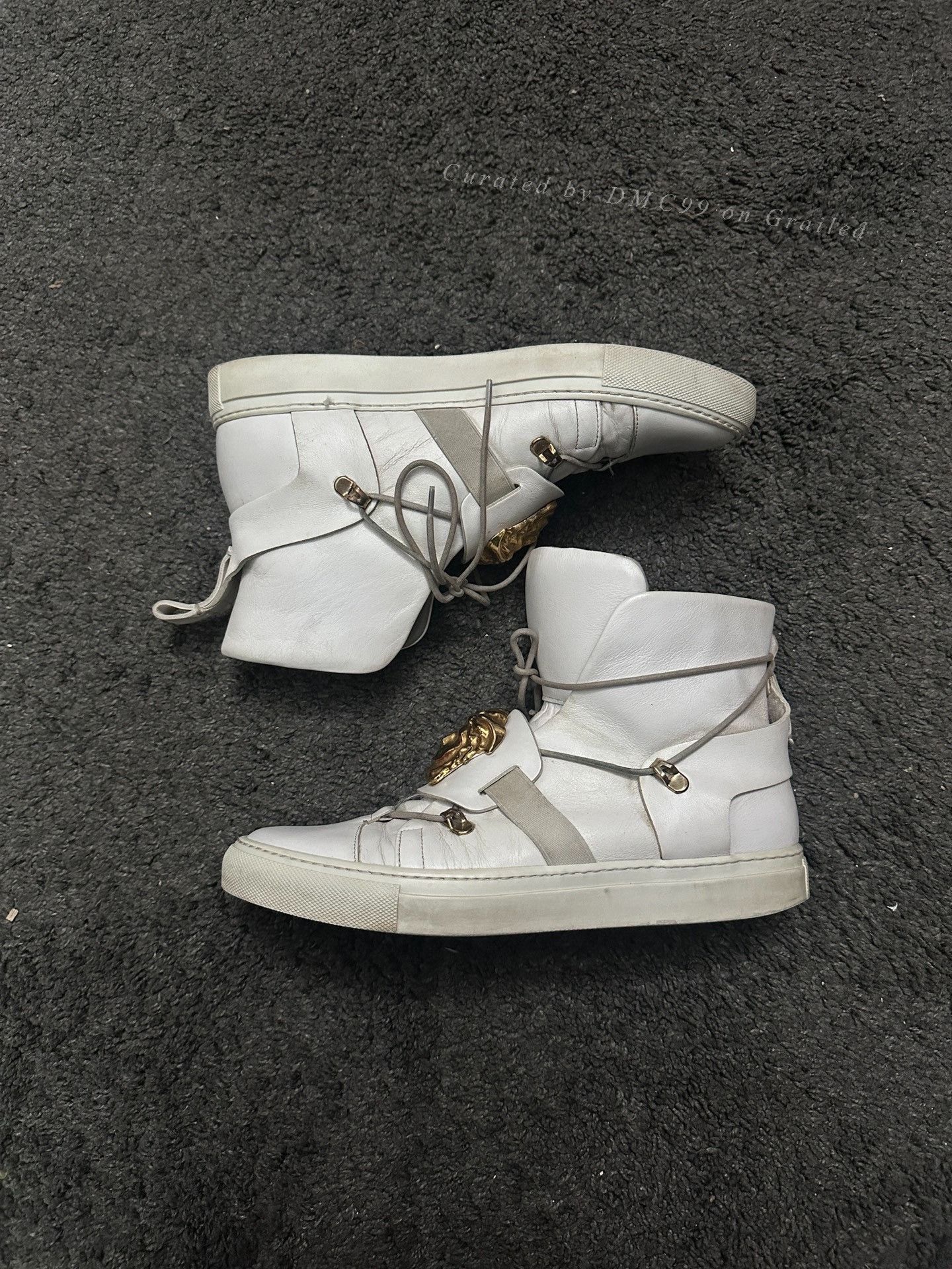 Versace Men\'s Lace-Up High-Top Boots in Off-White Versace Men main image 4