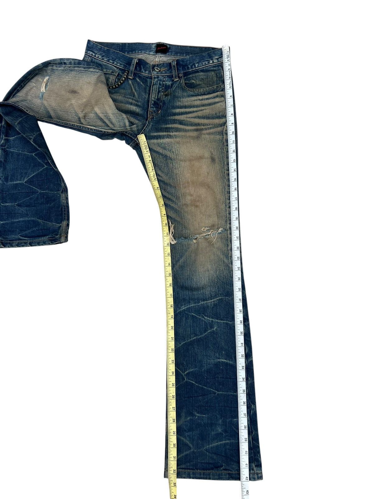 JACKROSE Dirty Mud Trashed Jackrose Rips Denim Claw Mark Flare Jeans Size US 30 / EU 46 - 6 Thumbnail