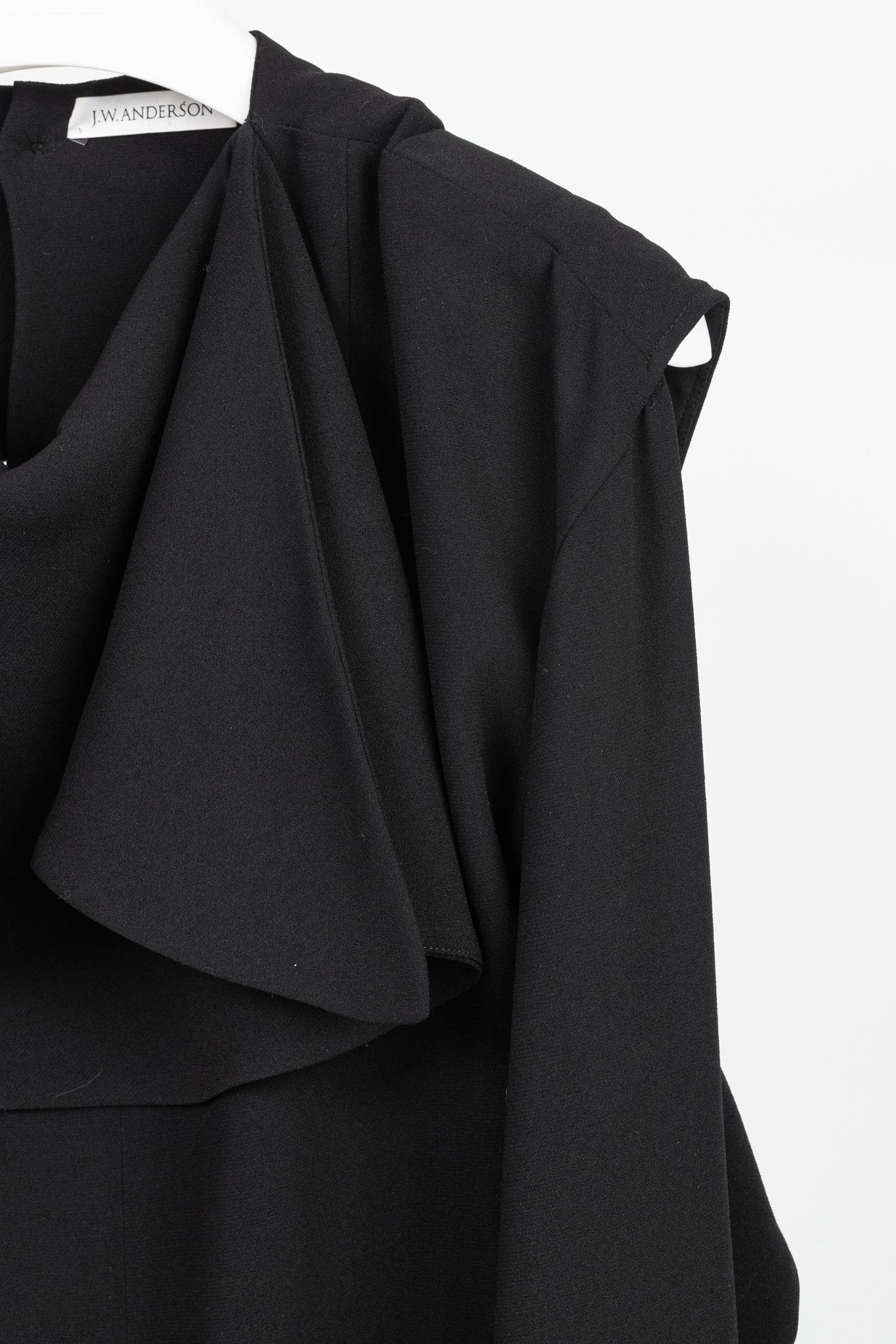 JW Anderson J.W. Anderson Black Crepe Draped-Neck Long-Sleeve Blouse Size L / US 10 / IT 46 - 5 Thumbnail