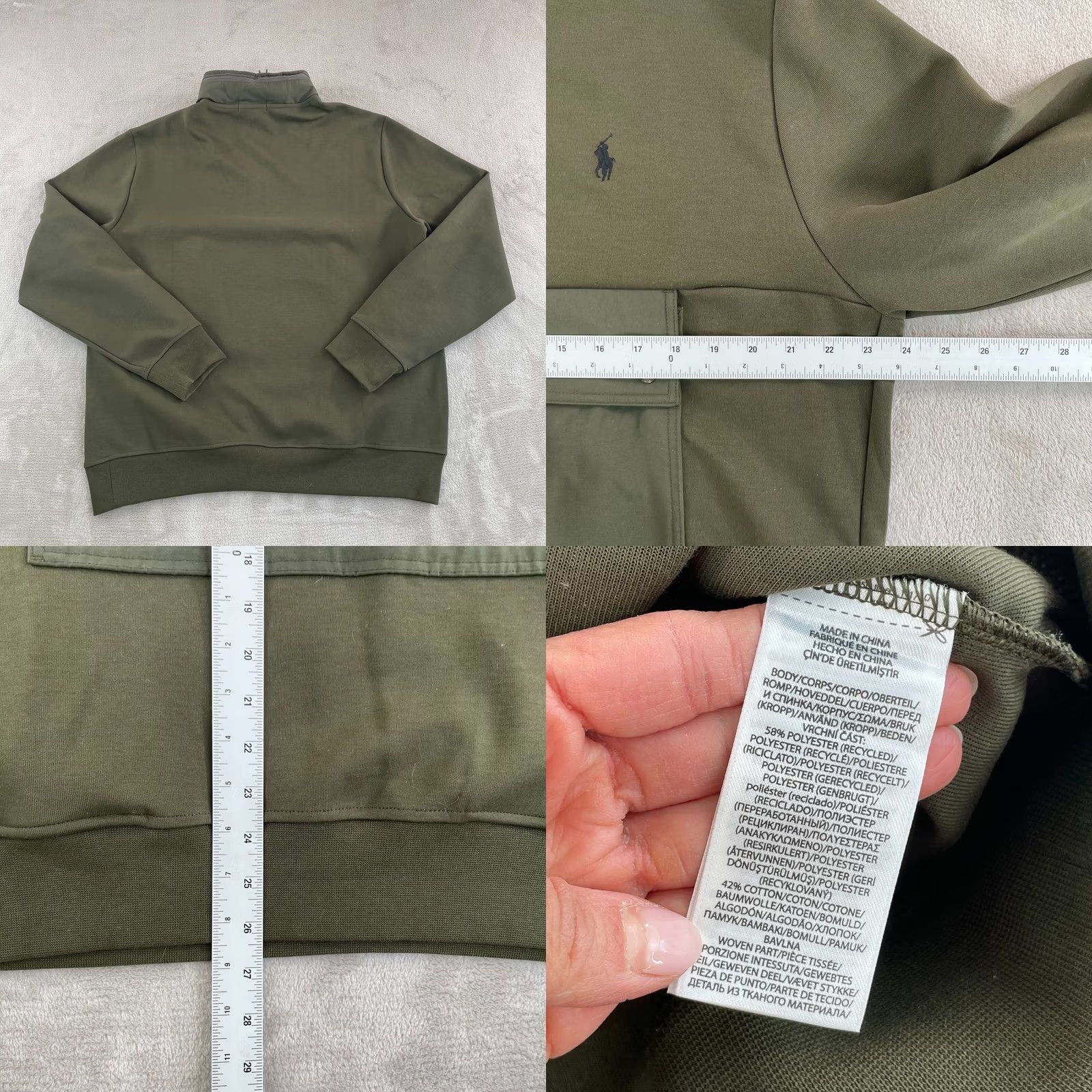 Ralph Lauren Polo Ralph Lauren Double Knit 1/4 Zip Men Large Olive Green Hooded NWOT Sweatshirt Size US L / EU 52-54 / 3 - 8 Thumbnail